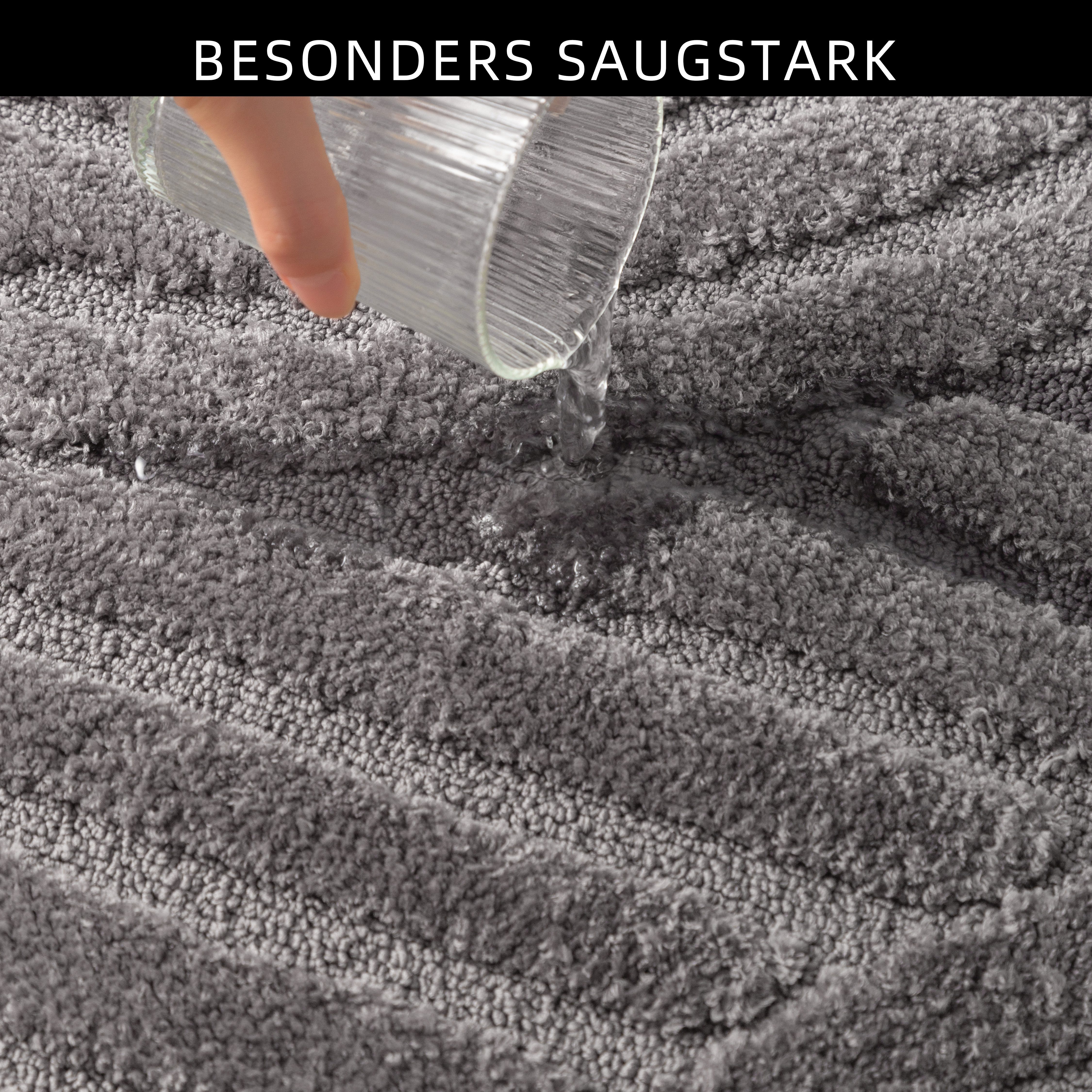OTTO home Badematte Regona Scandi, Badvorleger, Badezimmer Teppich, Duschvorleger, Höhe 10 mm, rutschhemmend beschichtet, strapazierfähig, Polyester, rechteckig, Badteppich, Uni Farben, Hoch-Tief-Effekt, modernes Muster, Zen