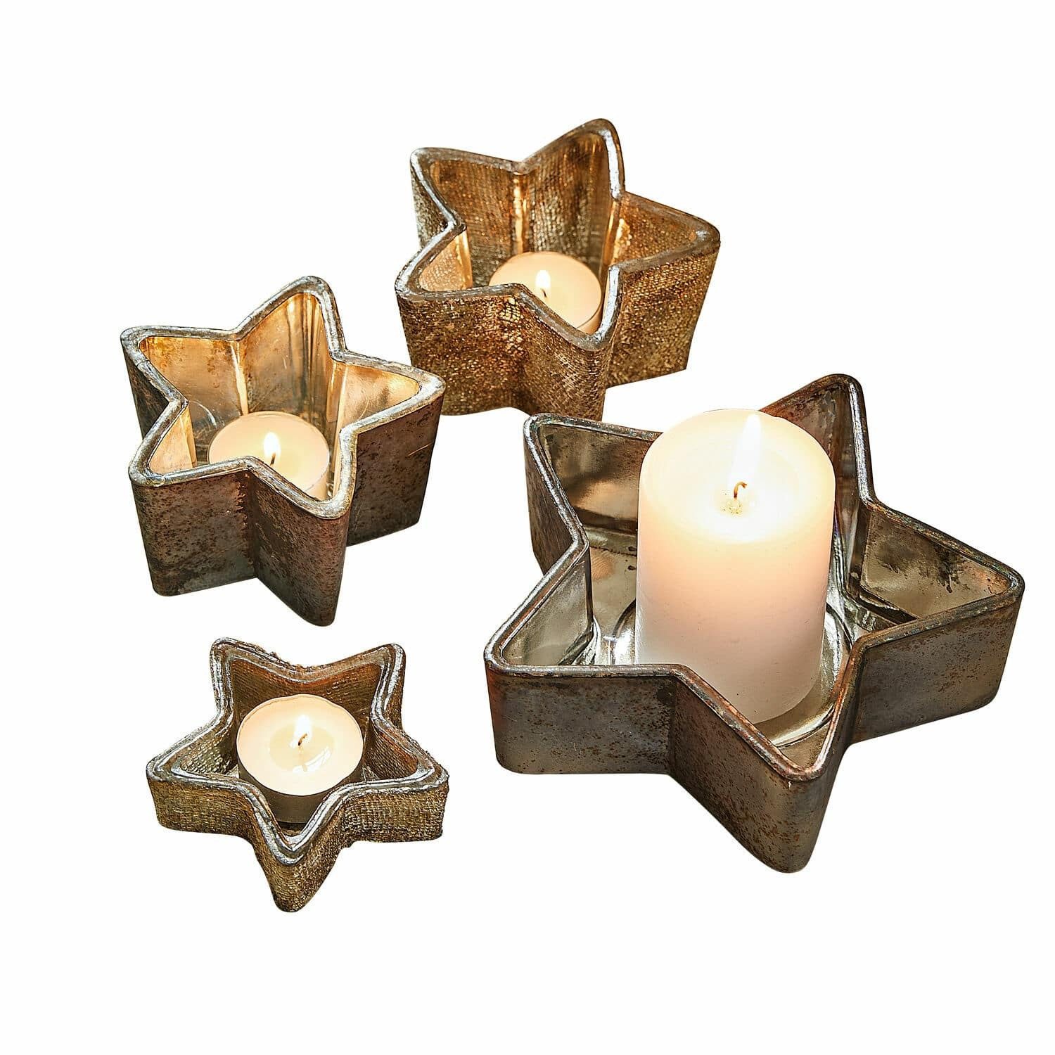 Adventskranz Windlicht 4er Set Thervel antikgold/grau