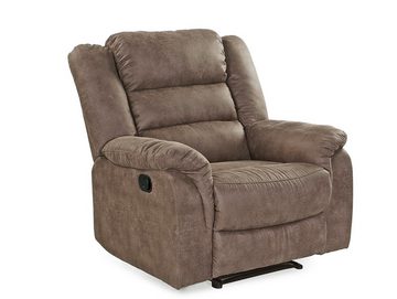 luma-home Relaxsessel 15132 (TV-Sessel mit halbautomatischer Relaxfunktion 95 cm breit), Federkern, Wellenunterfederung, Bezug Mikrofaser, Vintage Grau Braun