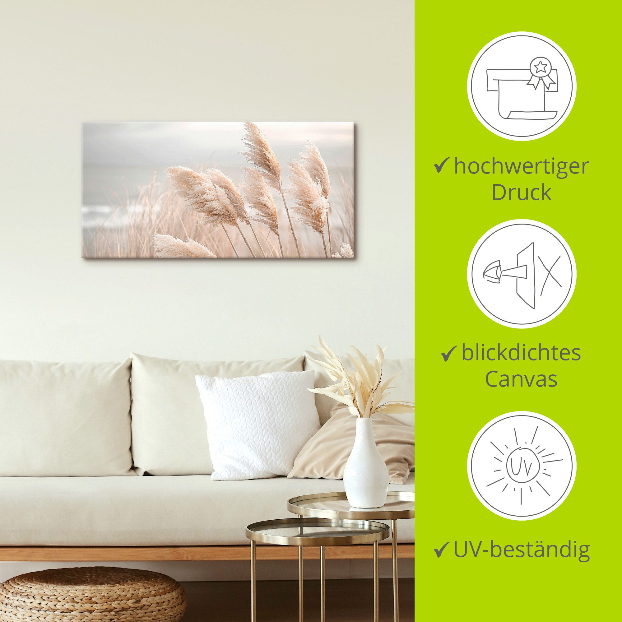 Artland Wandbild Pampasgras in einer zarten Brise, Gräser (1 St), als Alubild, Leinwandbild, Poster, Wandaufkleber in verschied. Größen
