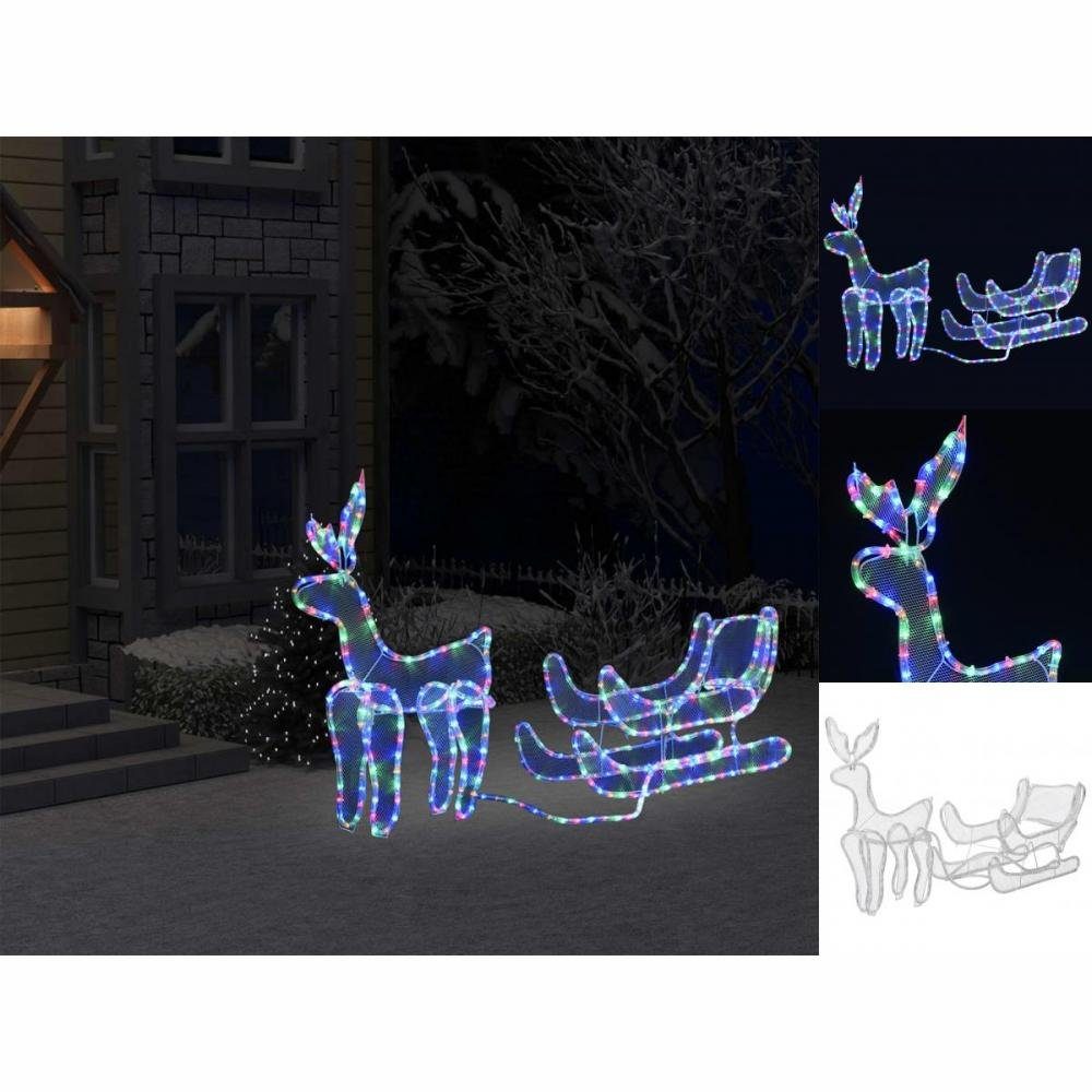 vidaXL Dekolicht Weihnachtsbeleuchtung Rentier und Schlitten Mesh 432 LEDs colourful