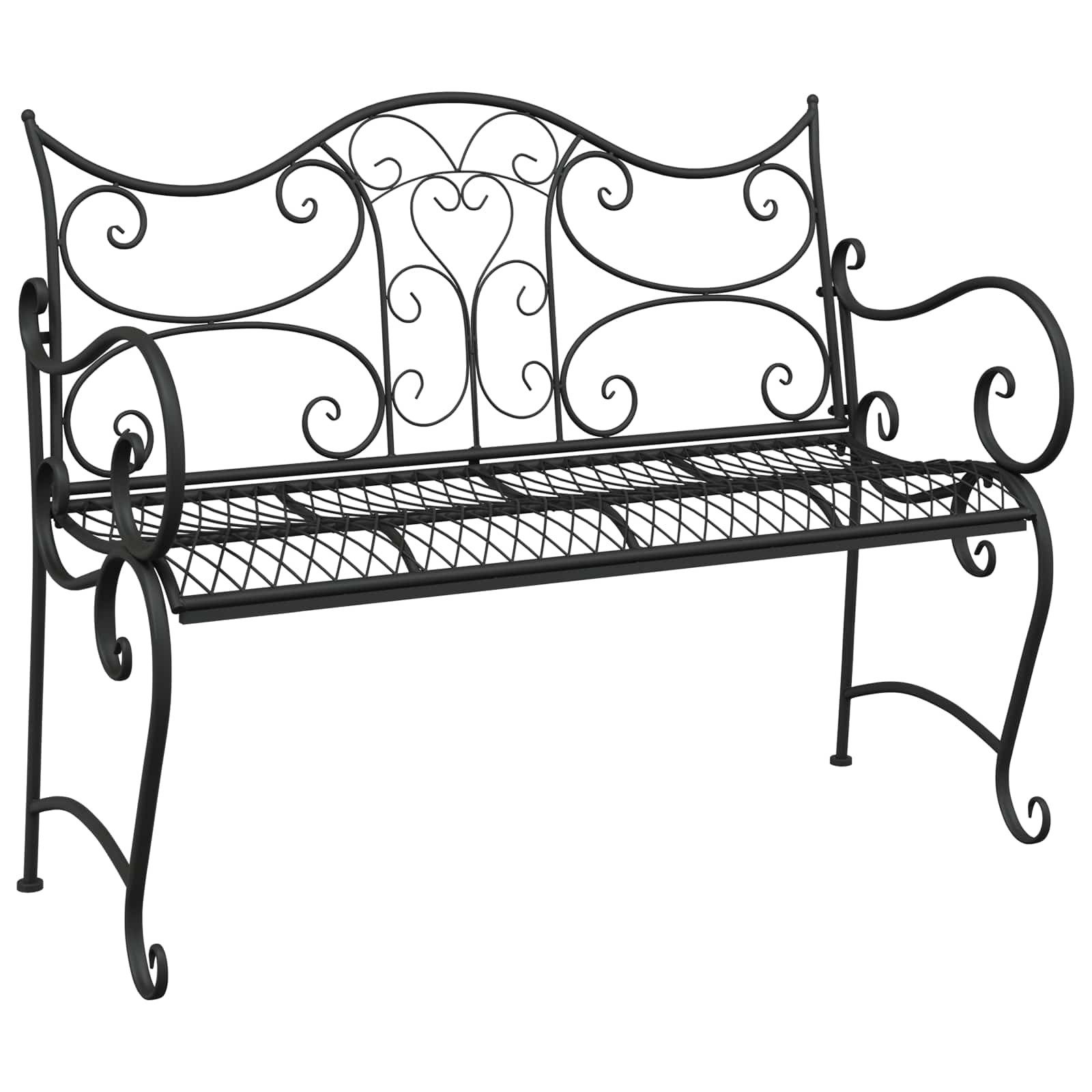 vidaXL Gartenbank Gartenbank 2-Sitzanzahl 114 x 56,5 x 90 cm Stahl Schwarz (1-St)