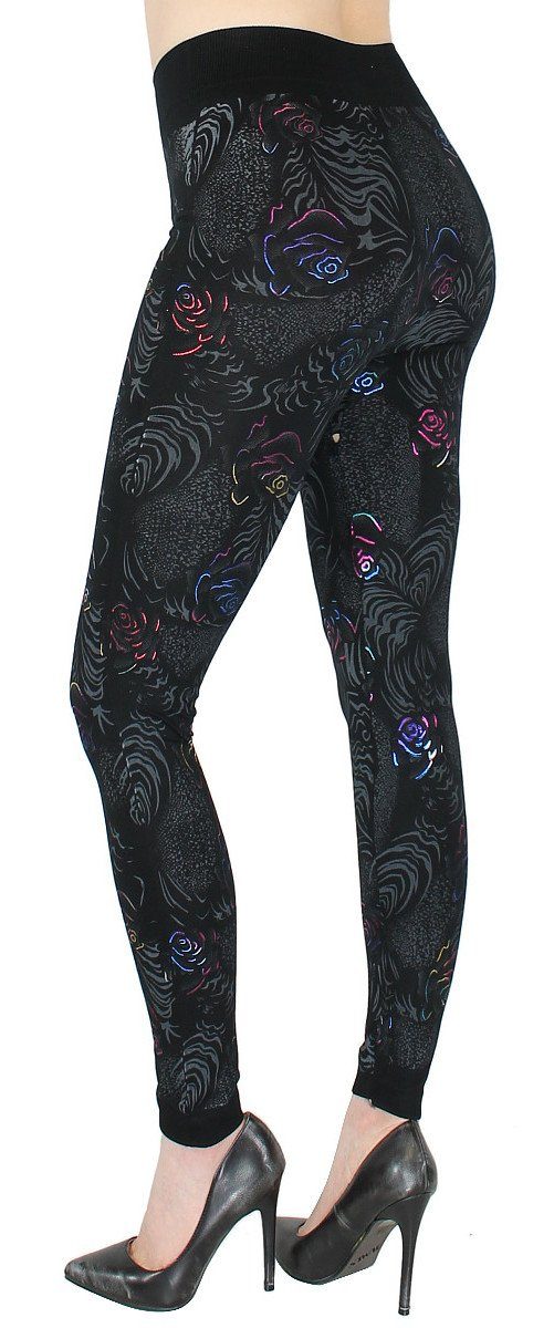 dy_mode Highwaist Leggings Damen Leggings Schwarz mit Glanz Wet-Look Druck günstig online kaufen