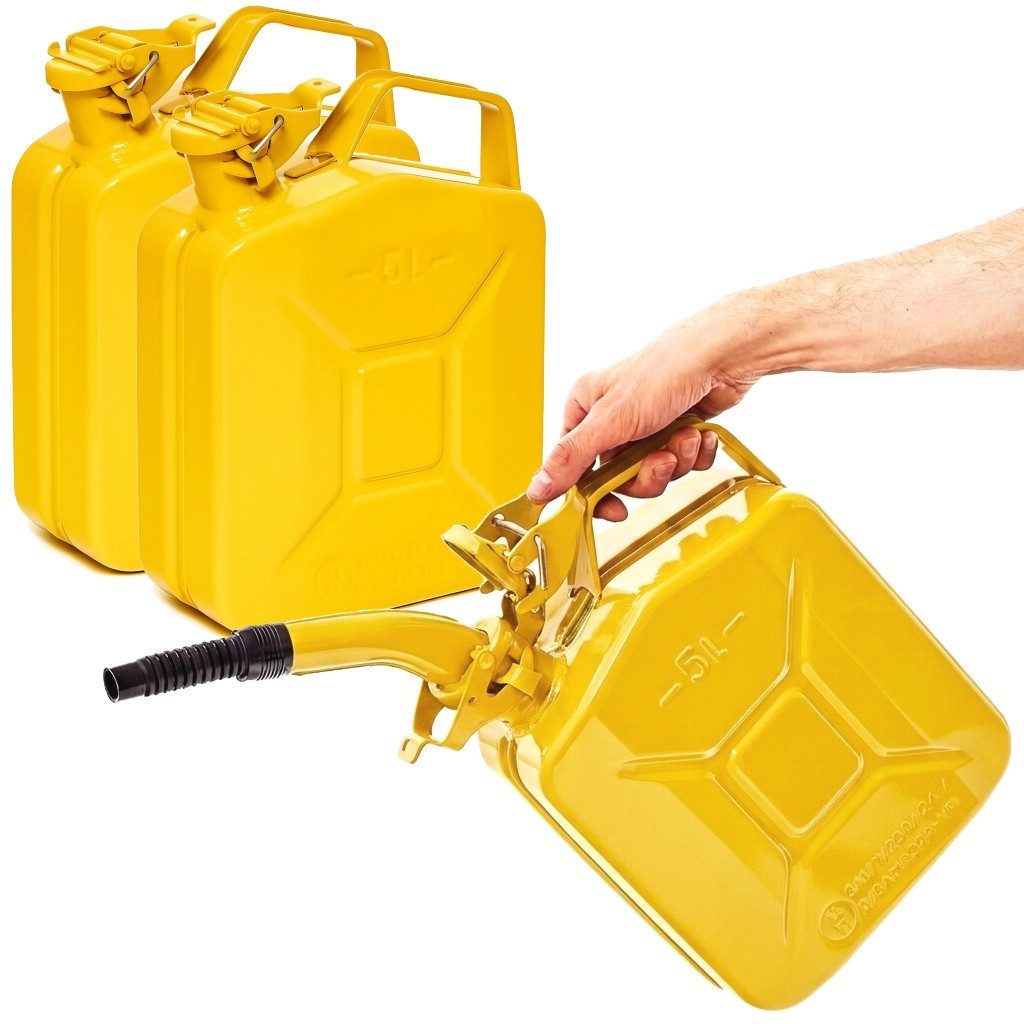 BW Benzinkanister Metall Kraftstoffkanister 5 L mit Ausgießer (mit Ausgießer, Made in Europe), TÜV-geprüft und UN-Zulassung