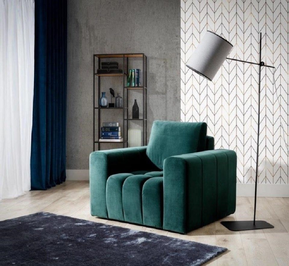 JVmoebel Sessel Sessel Couch Sofa Luxus Leder Relax Lounge Club Polster Grün Sitzer