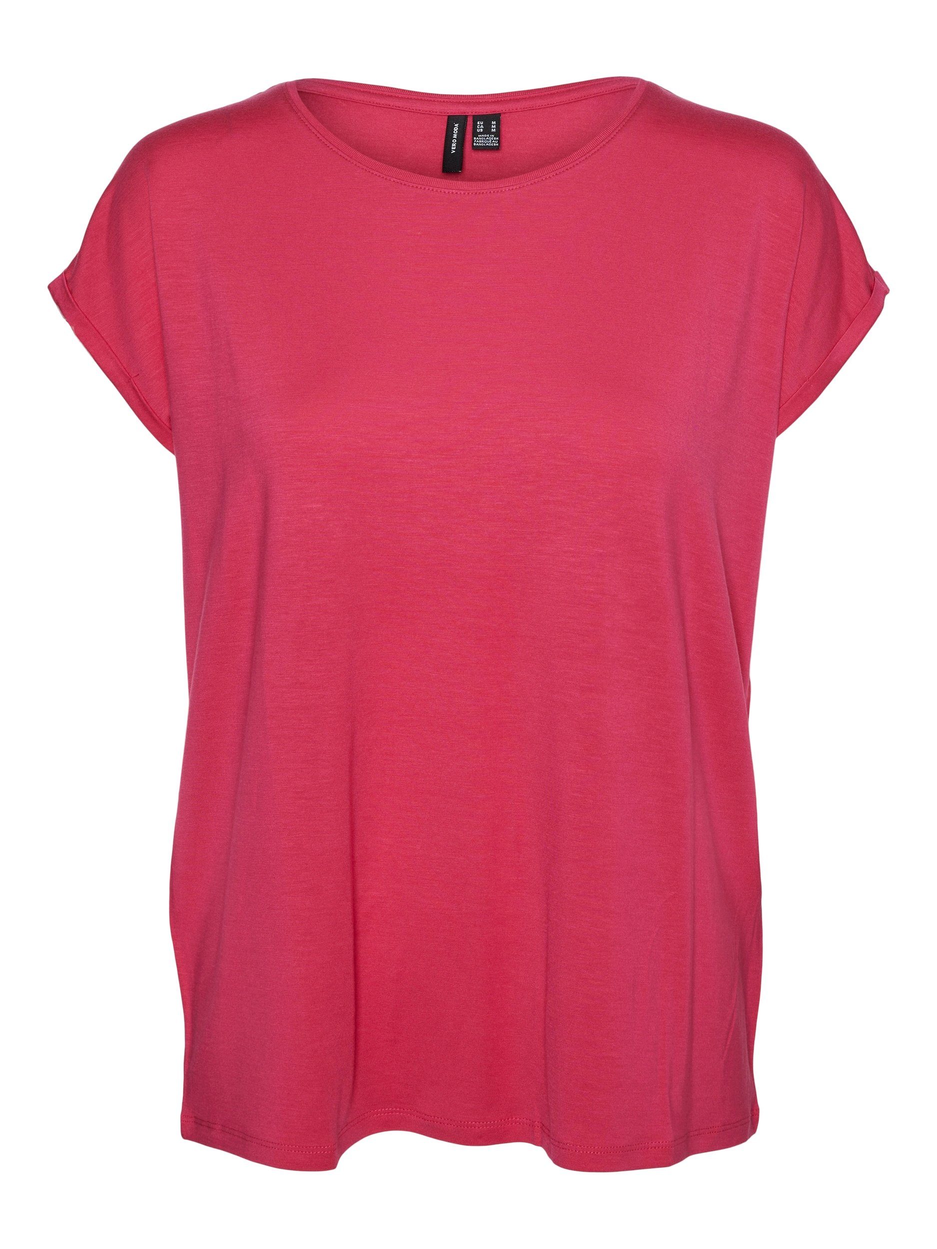 NOOS Sorbet Raspberry VMAVA Moda PLAIN TOP GAJRS SS Rundhalsshirt Vero