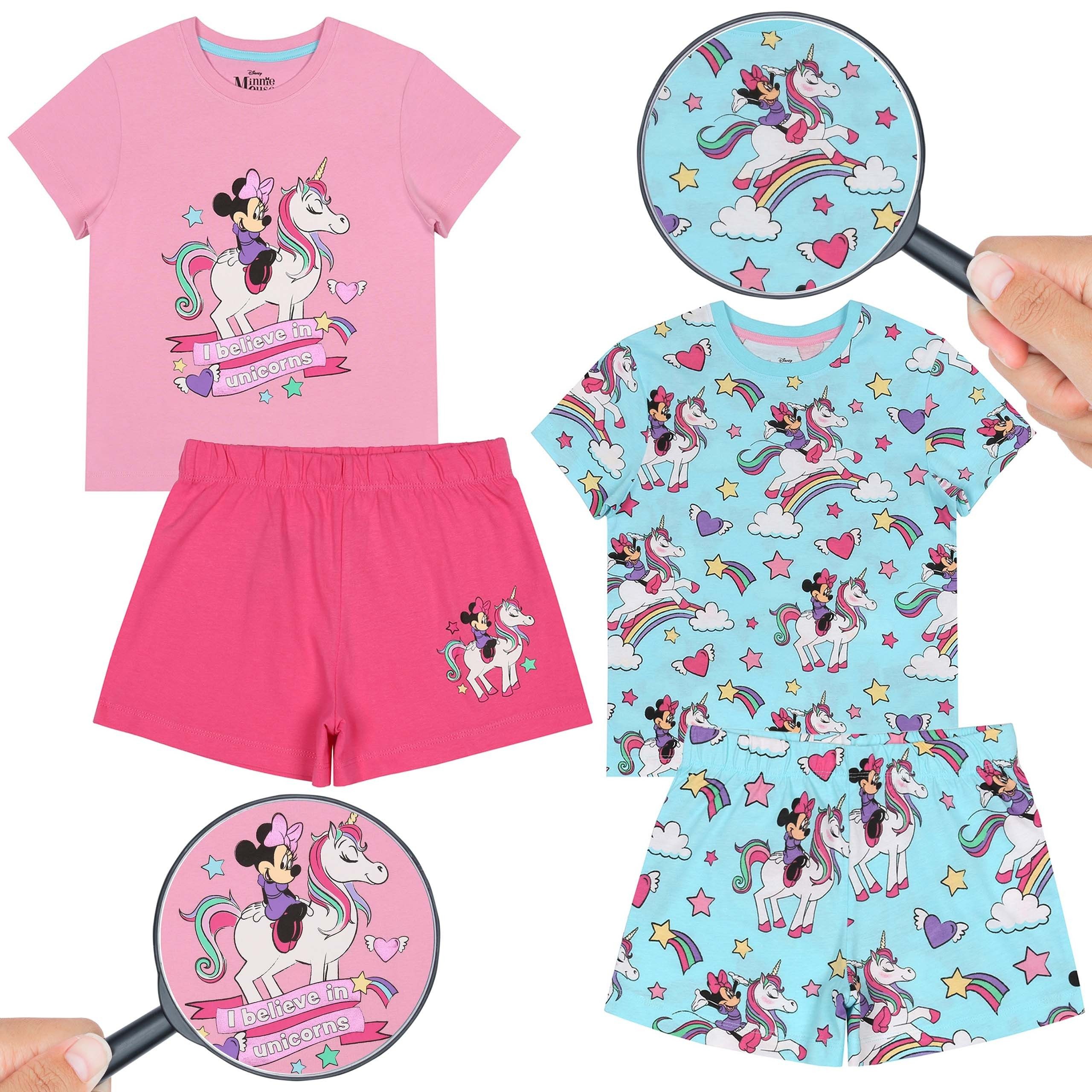 Schlafanzug Minnie Mouse Disney Mädchen Schlafanzug, Kurzarm-Baumwollpyjama, 122