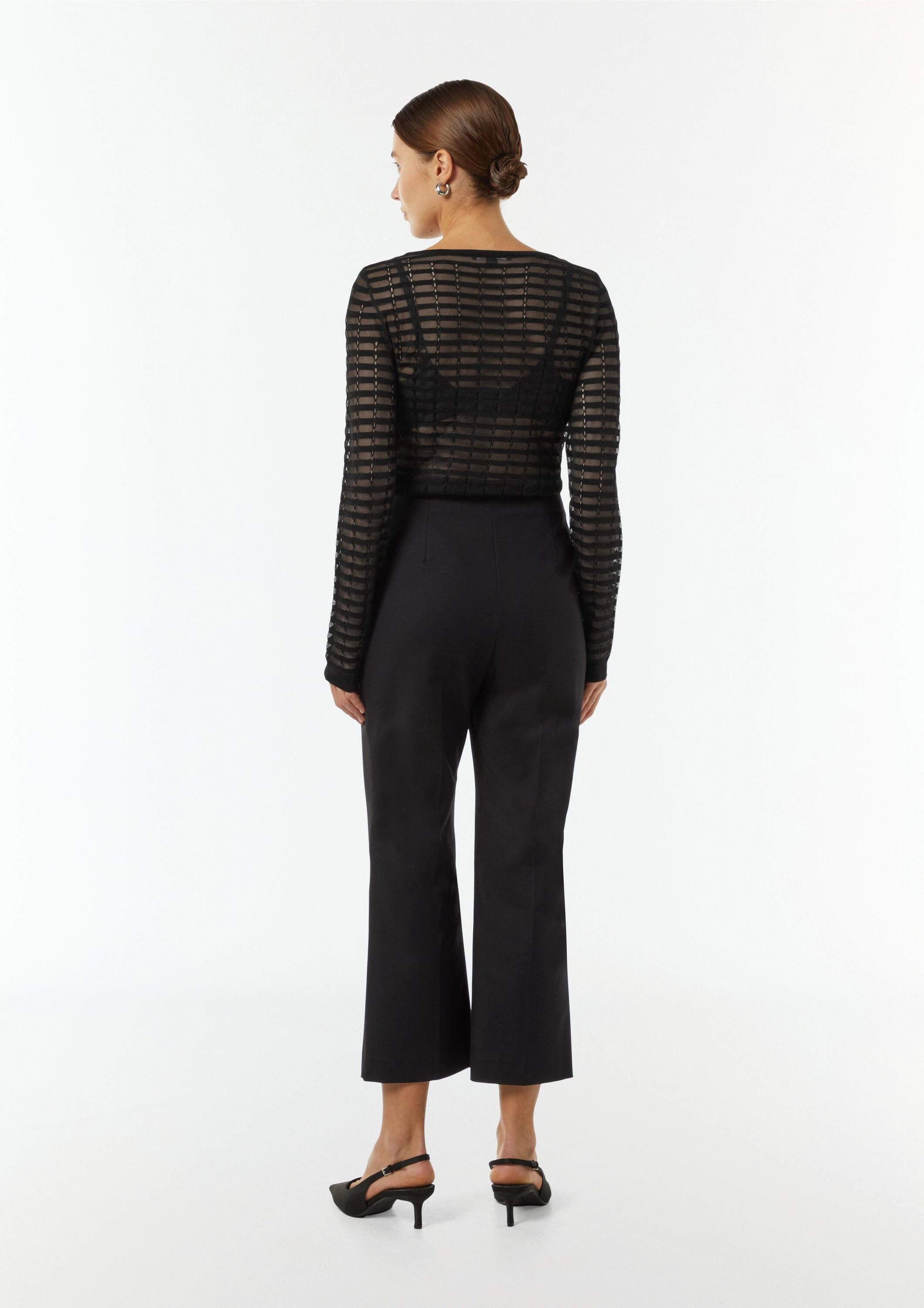 comma Longpullover Strickpullover Feiner Strickpullover mit Transparenz-Effekt