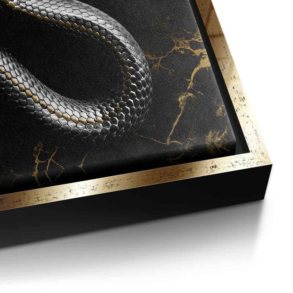 DOTCOMCANVAS® Leinwandbild, Leinwandbild luxury Schlange Rahmen schwarz elegant snake Gucci ohne edel gold mit