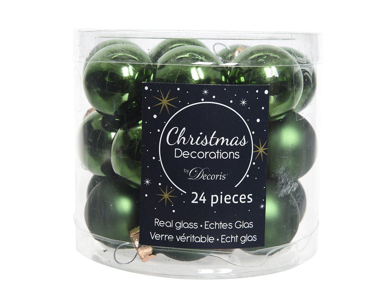 Decoris season decorations Weihnachtsbaumkugel, Weihnachtskugeln Glas 2,5cm 24 Stück - Piniengrün | Weihnachtskugeln