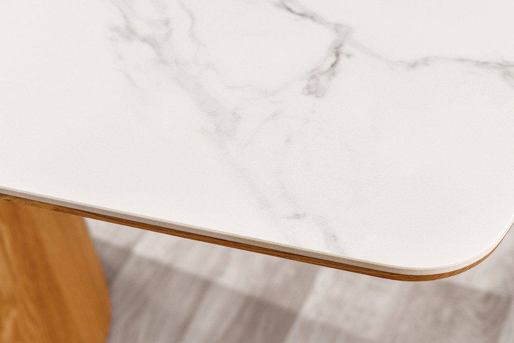 riess-ambiente Säulen-Esstisch UNIQUE 200cm weiß / braun · Konferenztisch mit Keramik-Tischplatte (Einzelartikel, 1-St), 8-10 Personen · Säulenfuß aus furnierte – Bild 4 von 5