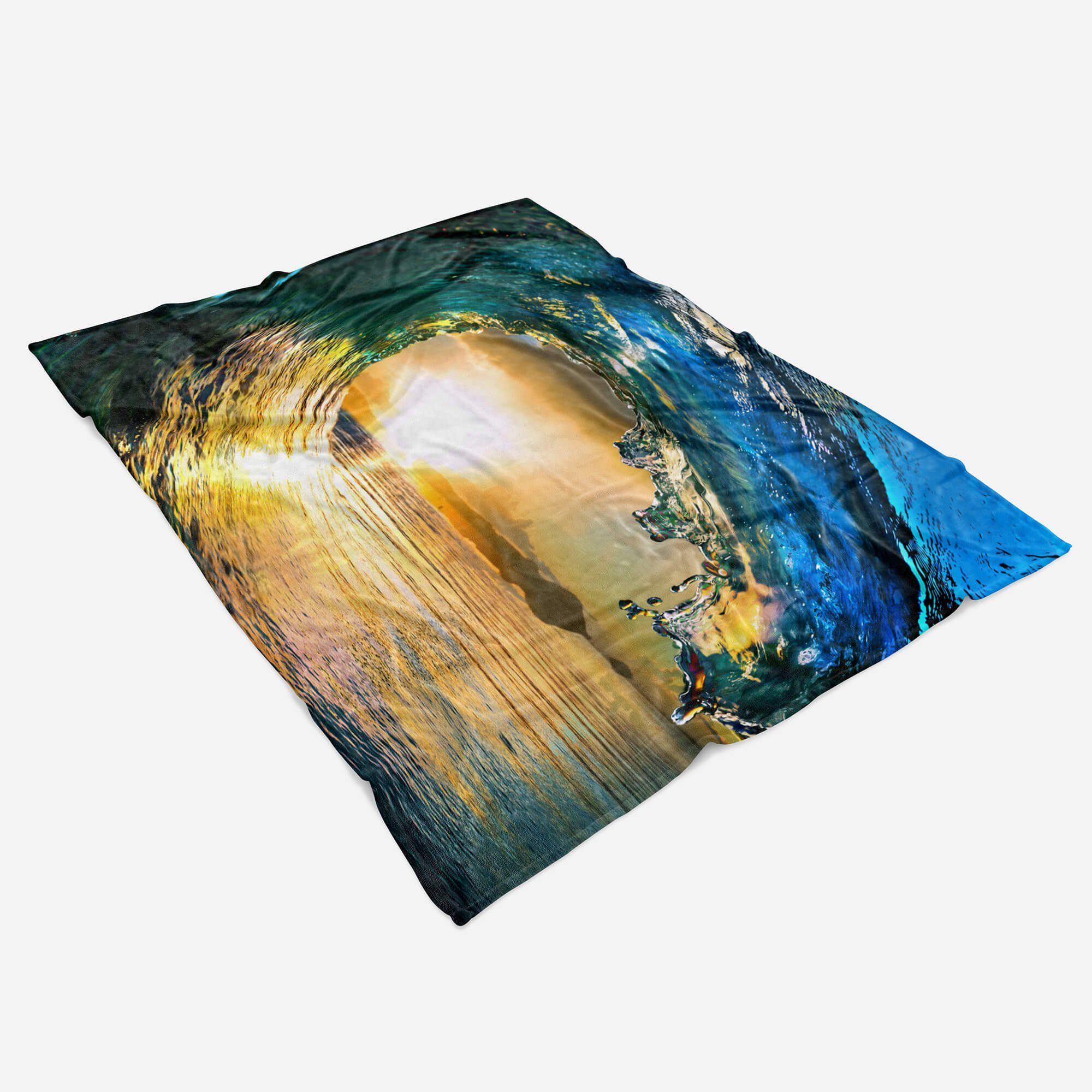 (1-St), Sinus Baumwolle-Polyester-Mix mit Kuscheldecke Fotomotiv Handtücher Handtuch Welle Meer Sonnenu, Strandhandtuch Art Handtuch Saunatuch
