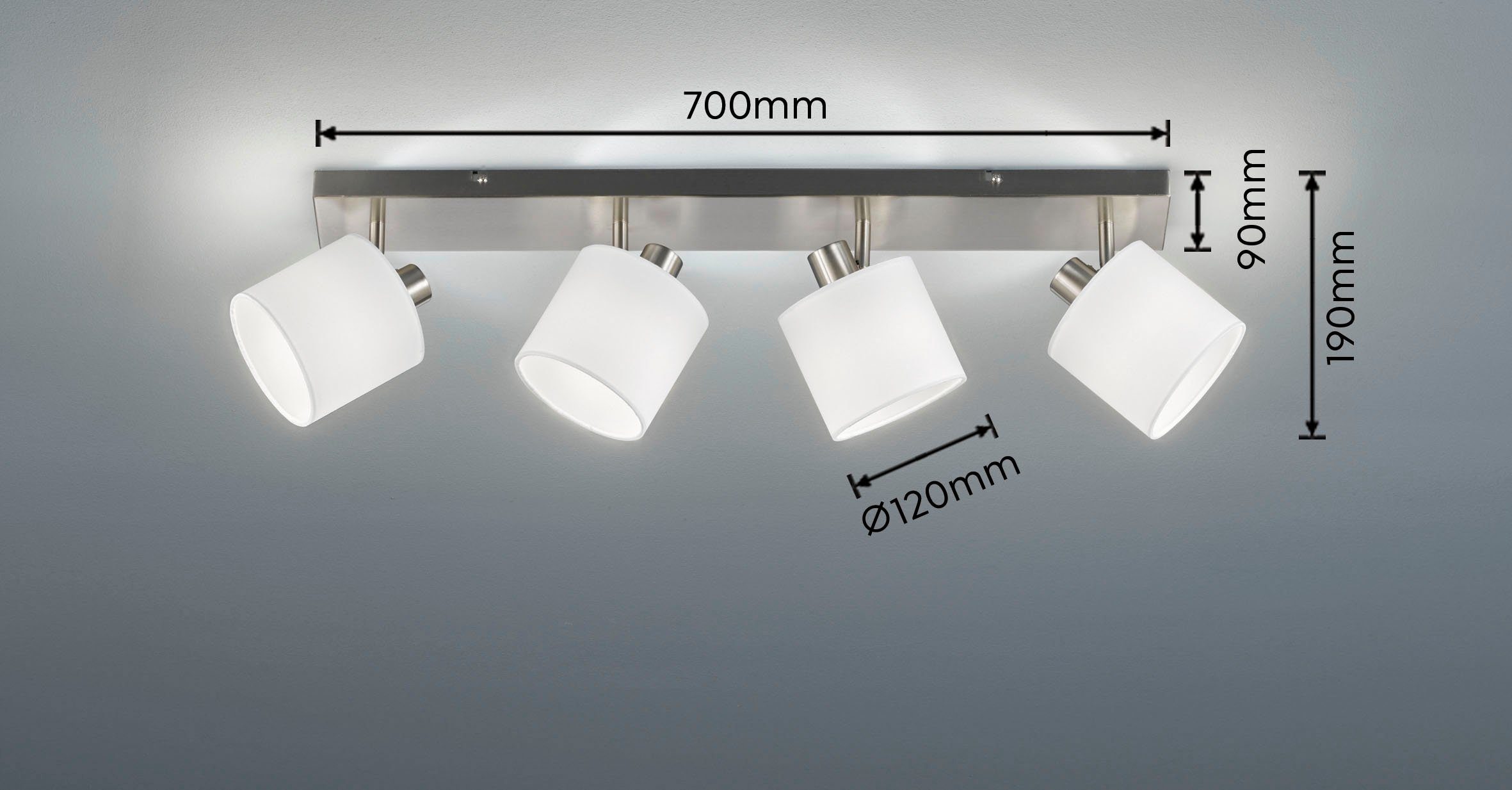 TRIO Leuchten Optik, in weiß-Nickel Tommy, (E14) schwenkbar ohne Spots matt einzeln Deckenstrahler Leuchtmittel, 4-flammig