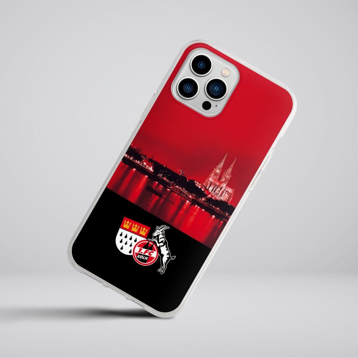 DeinDesign Handyhülle Skyline 1. FC Köln Offizielles Lizenzprodukt Skyline Köln Rot, Apple iPhone 13 Pro Max Silikon Hülle Bumper Case Handy Schutzhülle