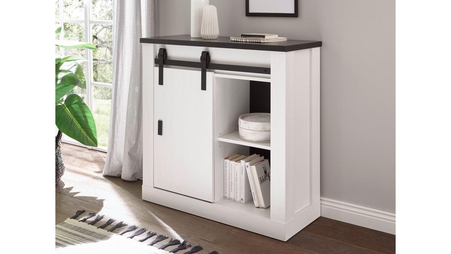 Möbel Akut Kommode Kommode Sherwood 13 Schrank Pinie weiß und anthrazit 93 cm