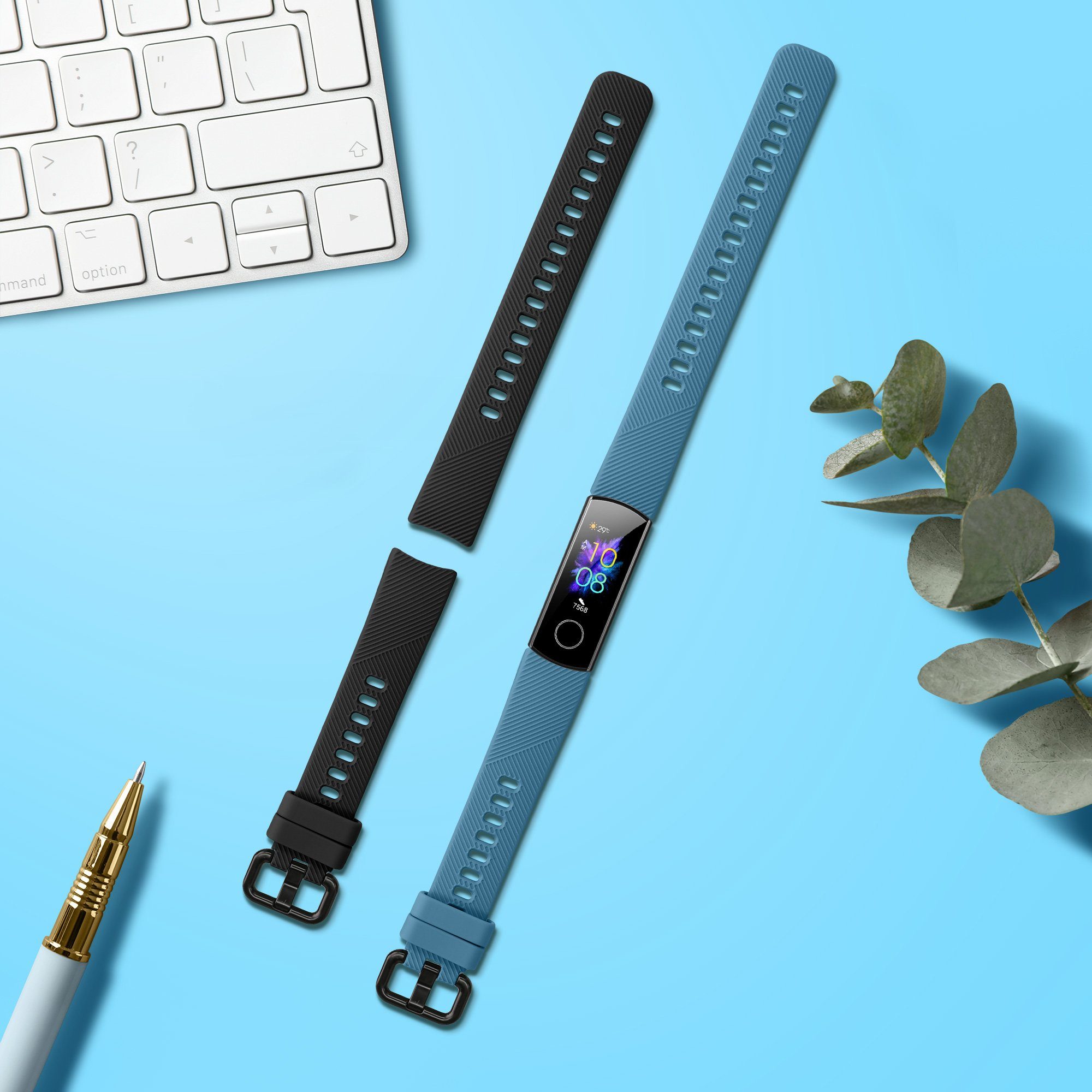 kwmobile 2x Uhrenarmband für HONOR Band 5 / Band 4 Armband Smartwatch, 2-tlg., Fitnesstracker Band Set aus TPU Silikon - Ersatzarmband Smartwatch