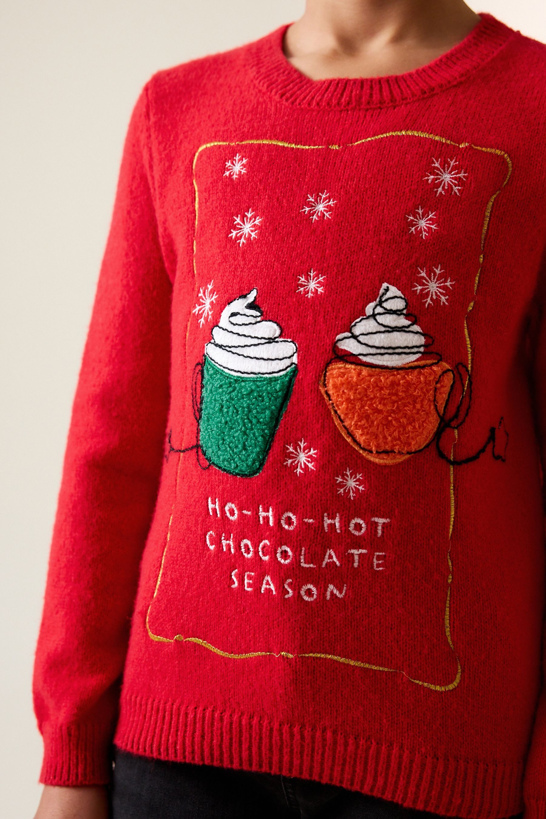 LIPSY Rundhalspullover Lipsy weihnachtlicher Strickpullover mit Slogan (1-tlg)