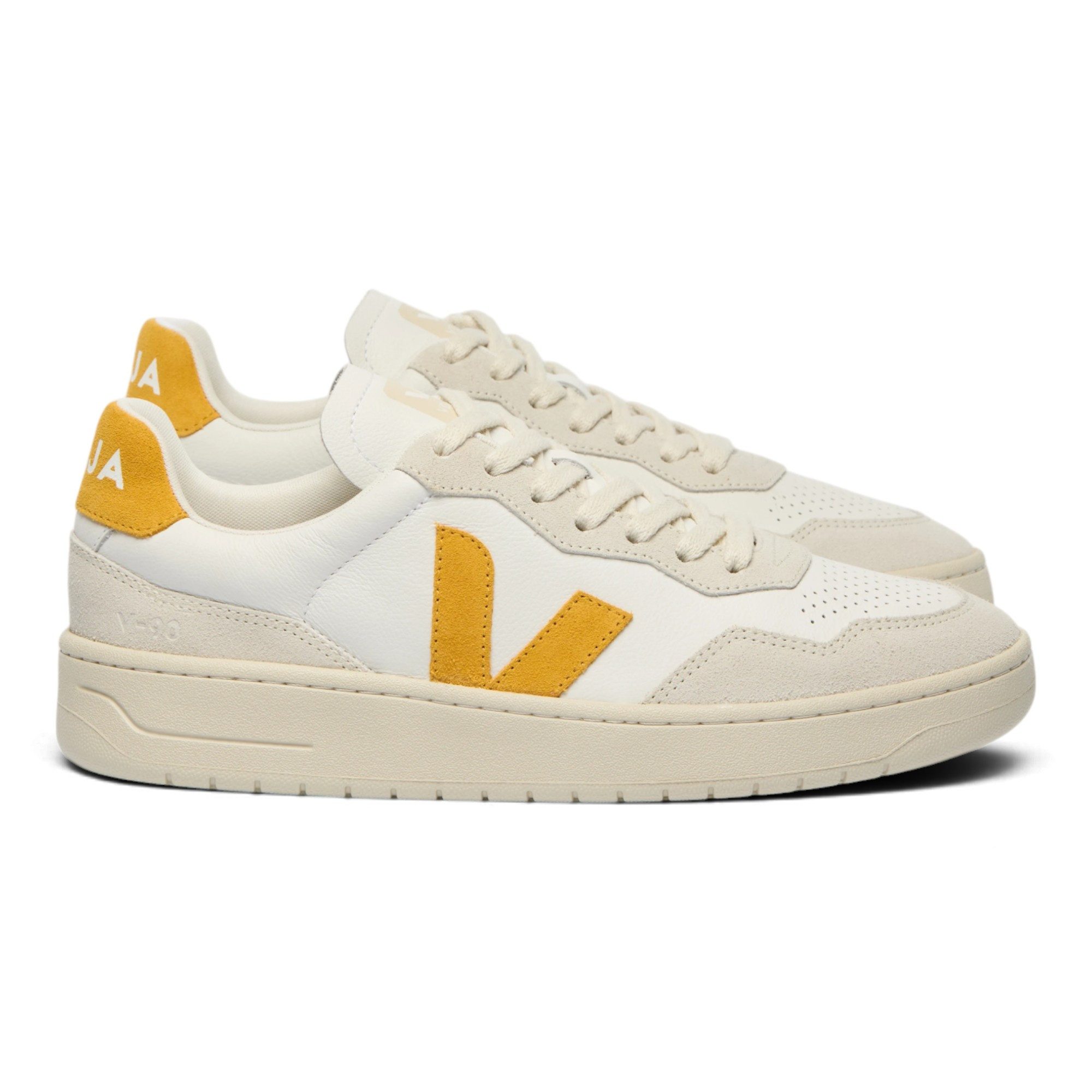 VEJA V-90 (Leder) weiss/gelb Sneaker