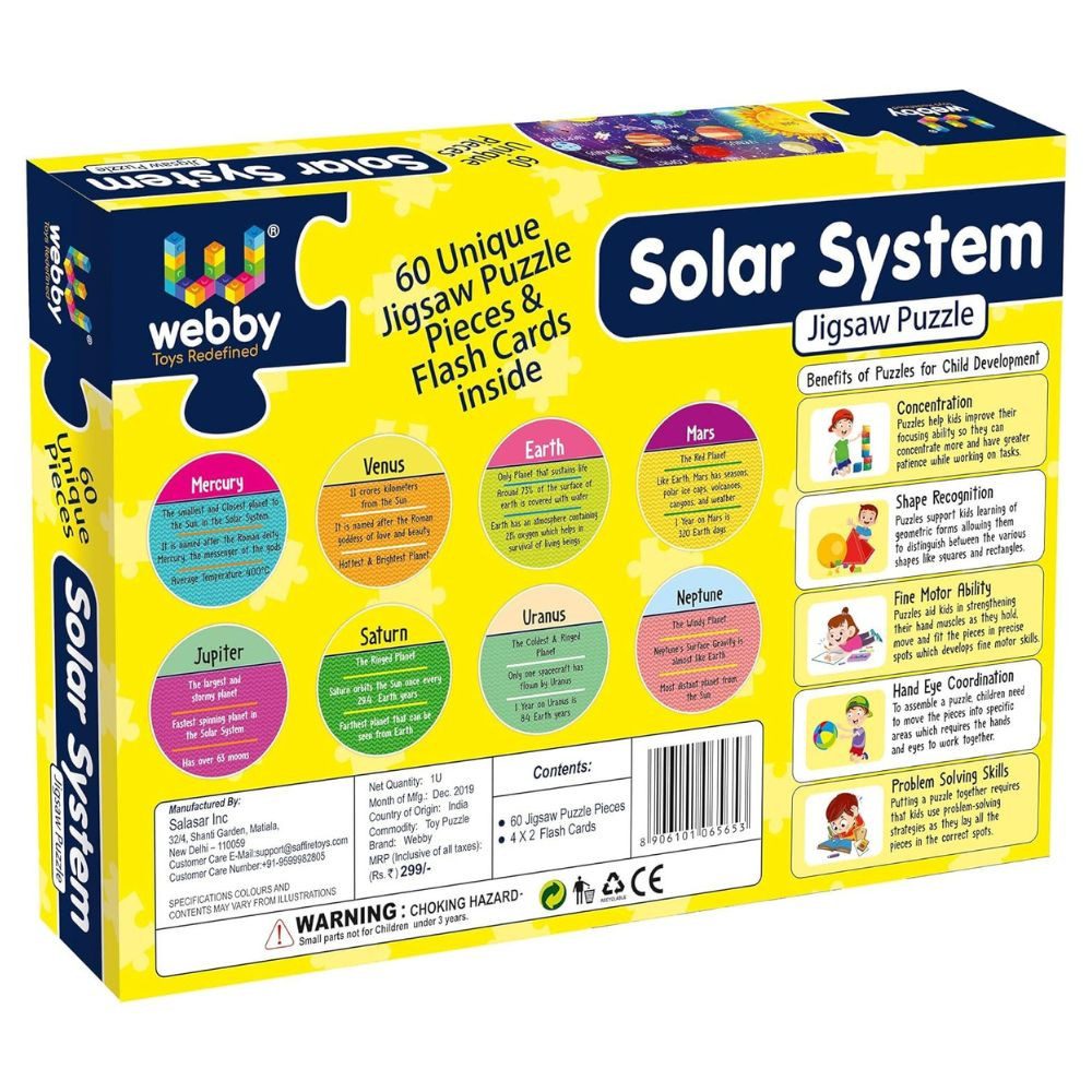 Webby Toys Puzzle Holzpuzzle-Set – 60 Teile – Lernspiel für Kinder ab 5 Jahren, Puzzleteile, Mit Aufbewahrungsbox und zusätzlichen Lernkarten