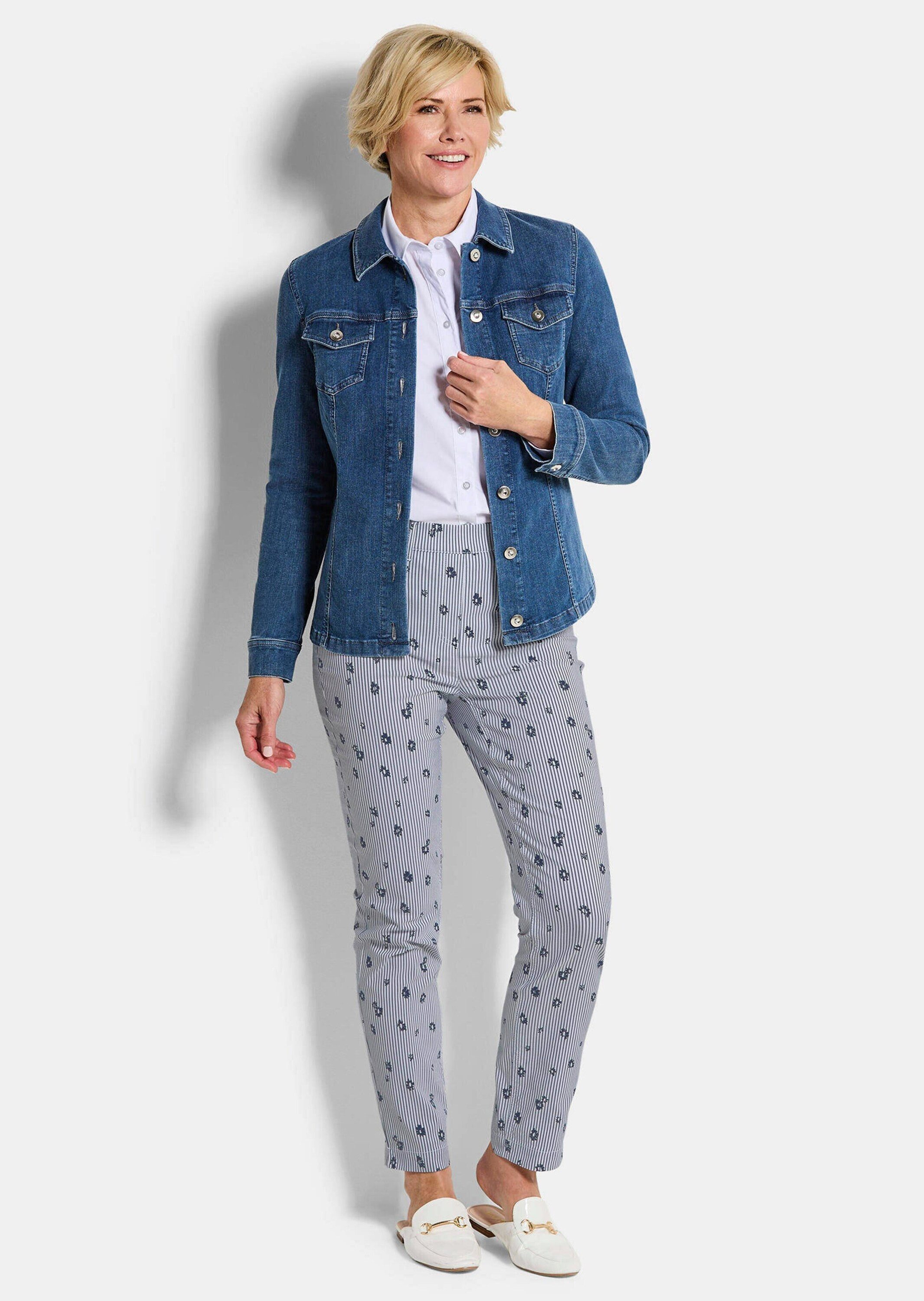 GOLDNER Schlupfhose Druckhose mit Streifen und Blüten-Muster Schlupfhose mi günstig online kaufen