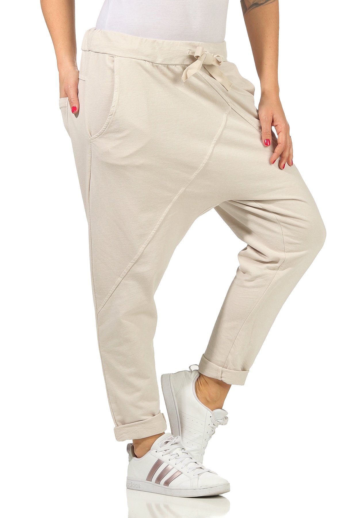 CLEO STYLE Jogginghose Damen Jogginghose 104 Beige Elastikbund mit Tunnelzu günstig online kaufen