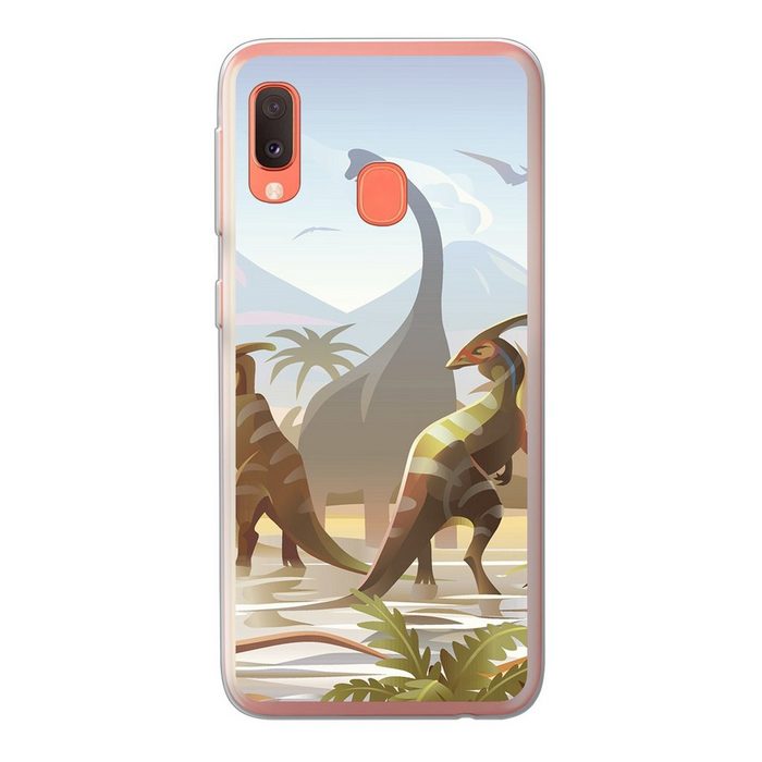 MuchoWow Handyhülle Dinosaurier - Landschaft - Tropisch - Kinder - Jungen Handyhülle Samsung Galaxy A20e Smartphone-Bumper Print Handy