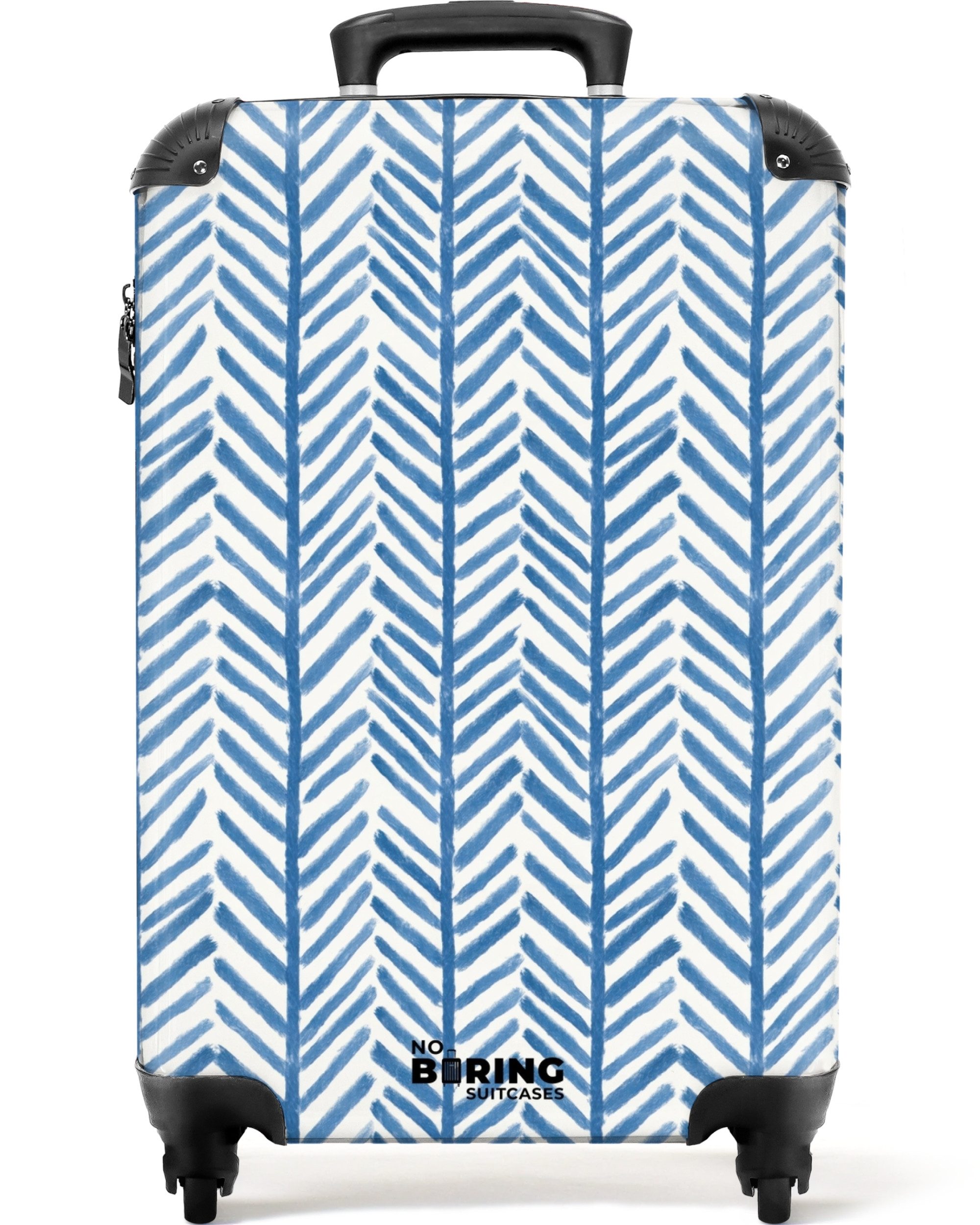 NoBoringSuitcases.com© Hartschalen-Trolley Muster - Gestreift - Blau 55x35x20cm, Kinder Koffer Klein, Trolley Handgepäck, Reisekoffer