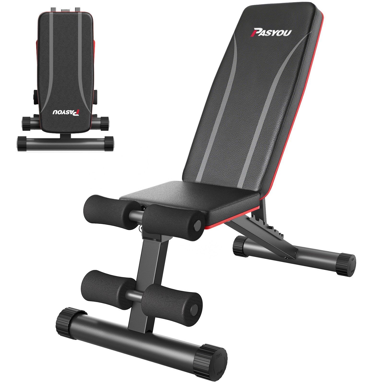 PASYOU Hantelbank Klappbare Verstellbare Hantelbank, Bankdücken Bank, 7 in 1 Fitnessbank für zu Hause oder im Fitnessstudio