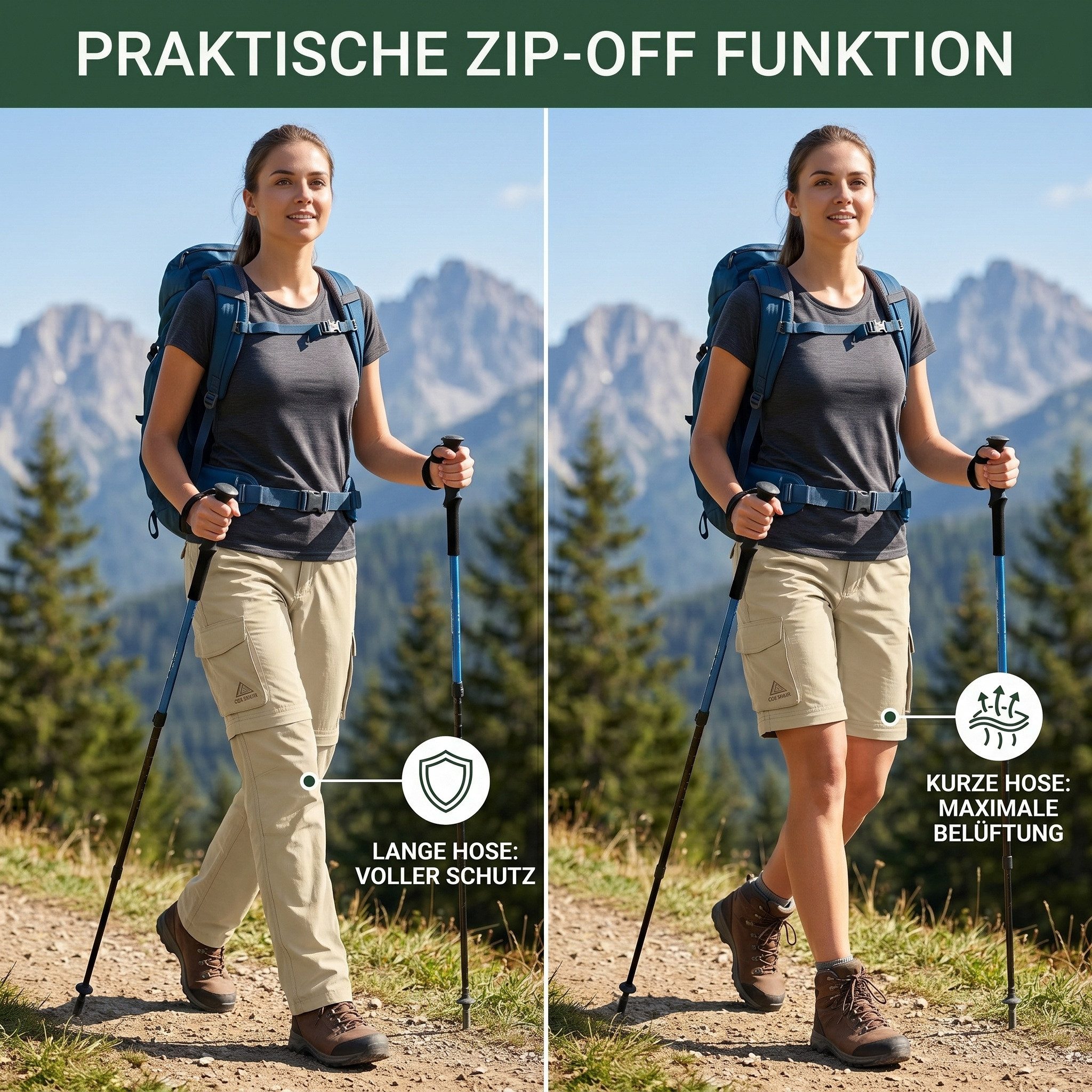 Cox Swain Trekkinghose Damen Outdoor‑Funktionshose, atmungsaktiv, schnelltrocknend leicht • robust • viele Taschen