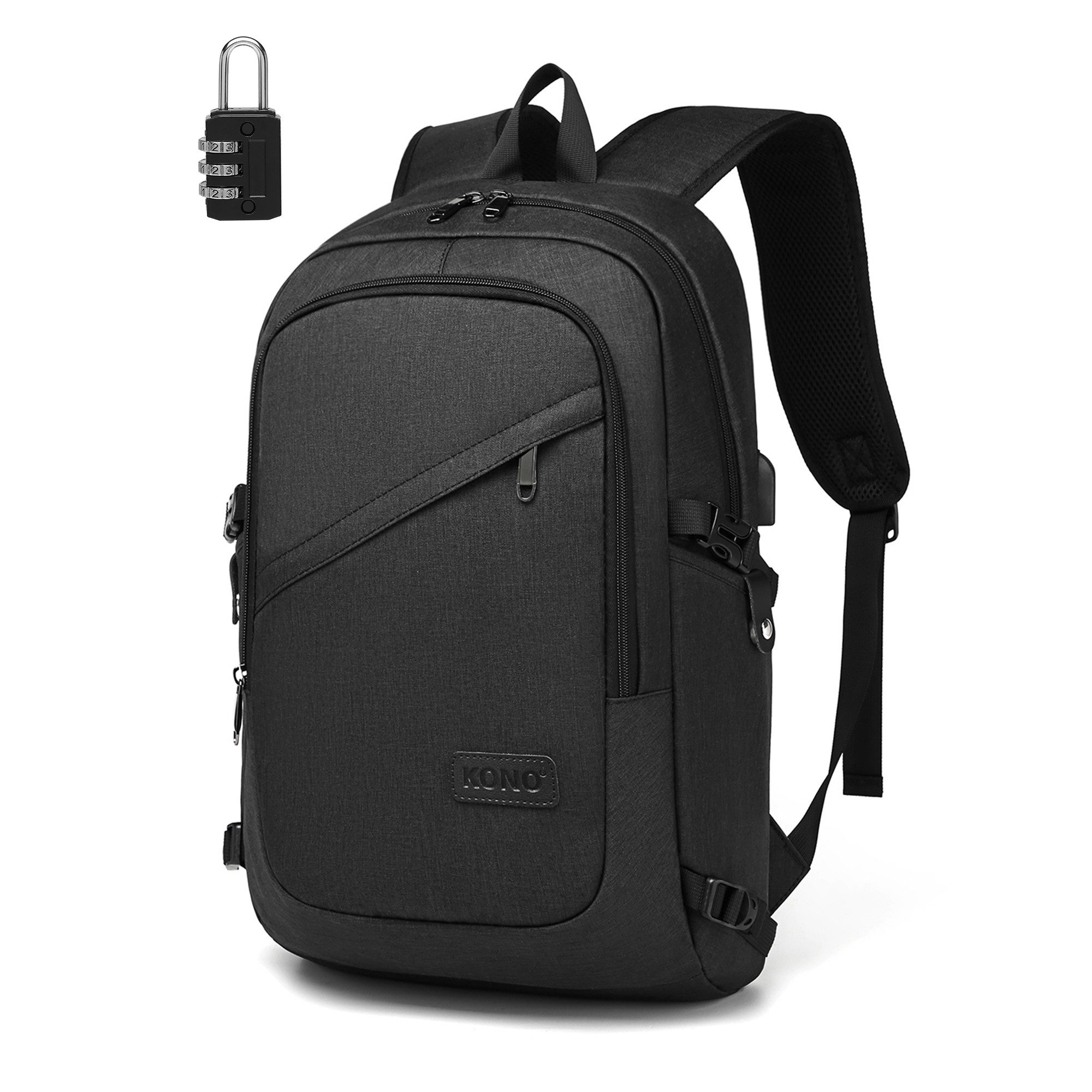 KONO Laptoprucksack, XL Laptop-Rucksack (50x30x14cm) + kleines Zahlenschloss