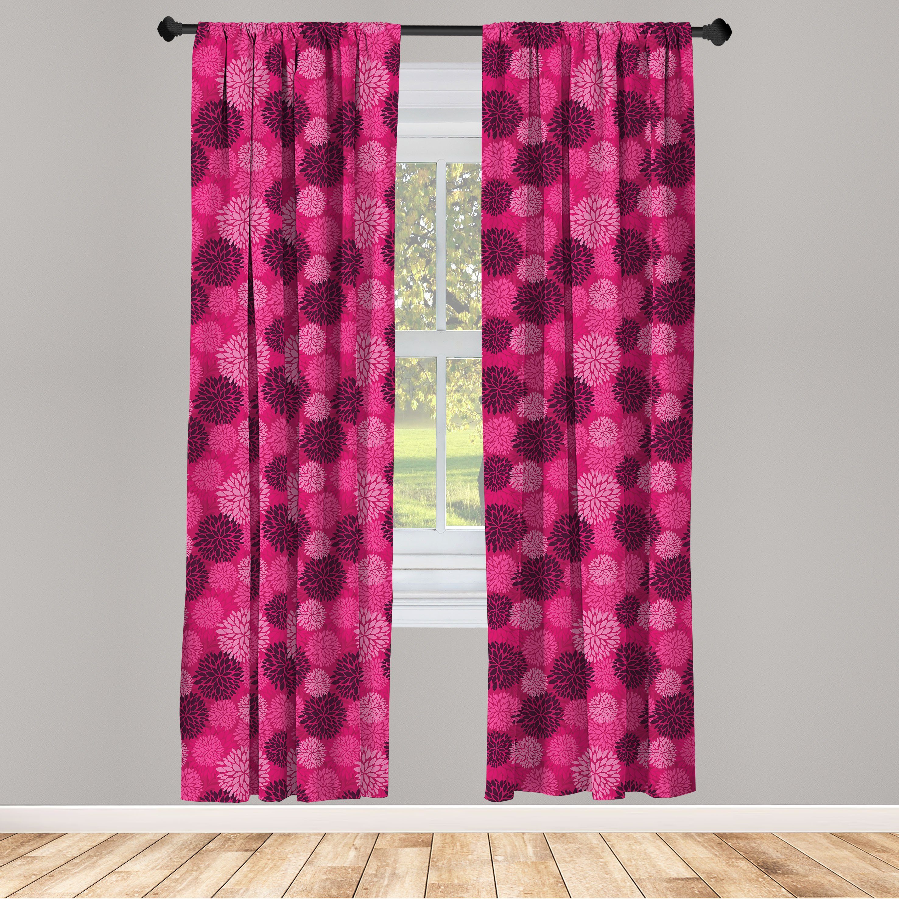 Gardine Vorhang für Wohnzimmer Schlafzimmer Dekor, Abakuhaus, Microfaser, Dahlie Blooming Saison Bouquets