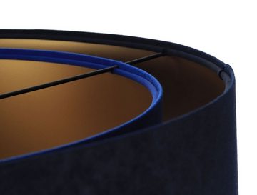 Licht-Erlebnisse Pendelleuchte MARLON, ohne Leuchtmittel, in Schwarz Marineblau Kobaltblau Gold E27 D: 50 cm Stoff Metall