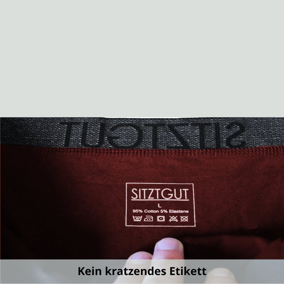 Sitztgut Boxershorts aus Baumwolle – Super Weich, Kratzfrei, Trocknergeeignet, Top Passform (Set, 10-St) Super Sitz dank 7-teiliger Schnitt statt 3-teilig, gekämmte Baumwolle