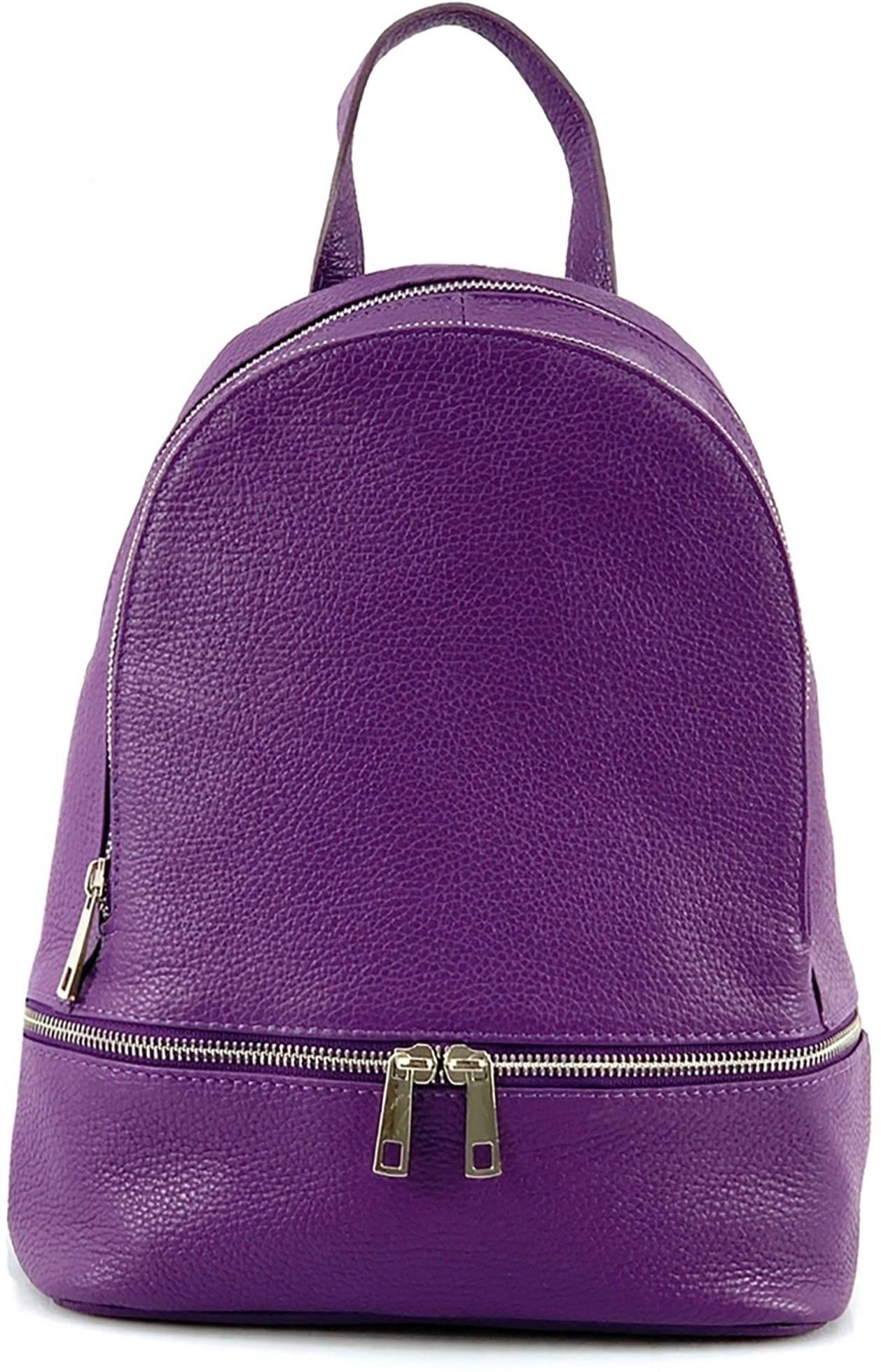 FLORENCE Cityrucksack Florence Damen Rucksack Echtleder (Cityrucksack), Damen Tasche Echtleder lila, Made-In Italy