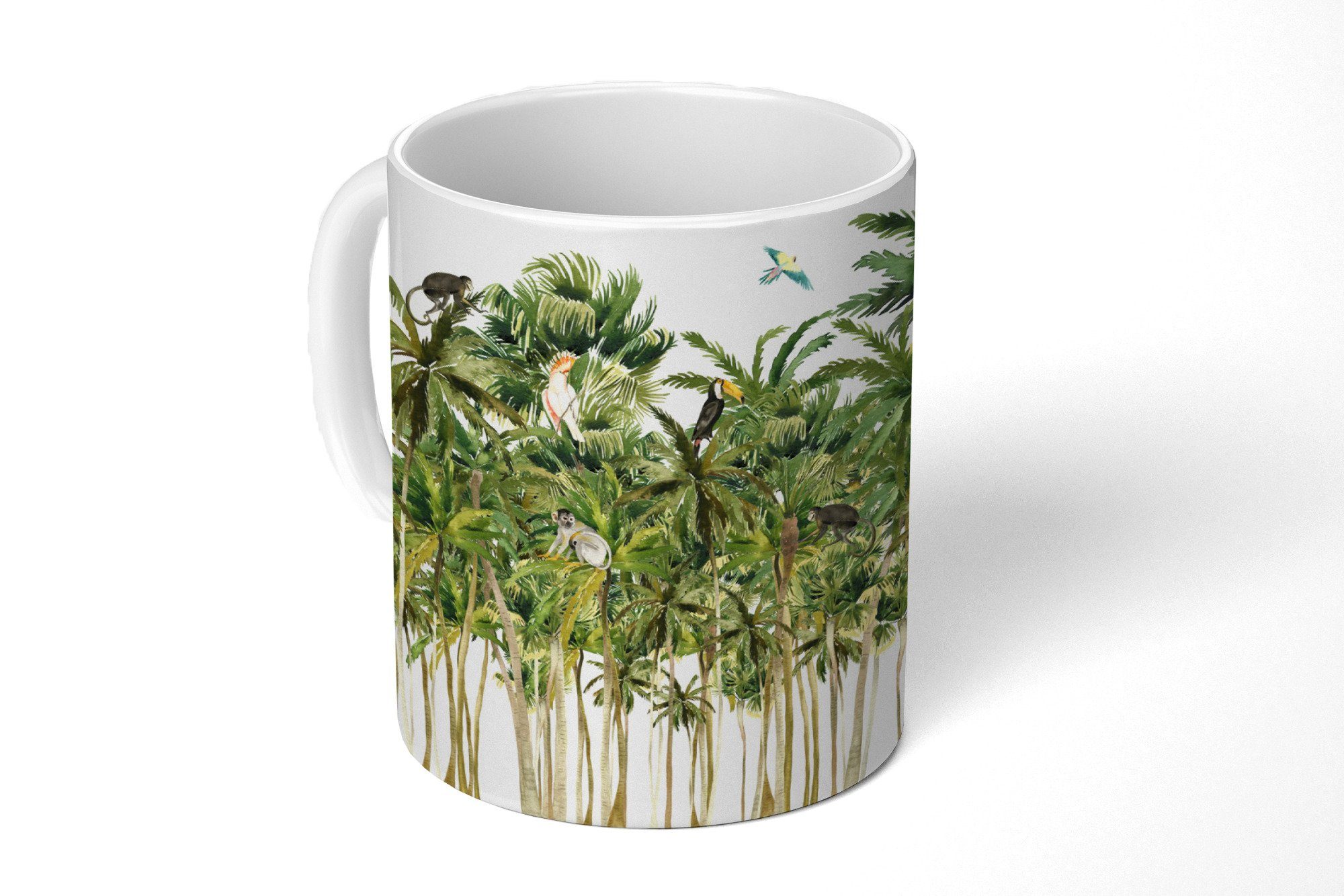 MuchoWow Tasse Dschungel - Palme - Vögel, Keramik, Kaffeetassen, Teetasse, Becher, Teetasse, Geschenk