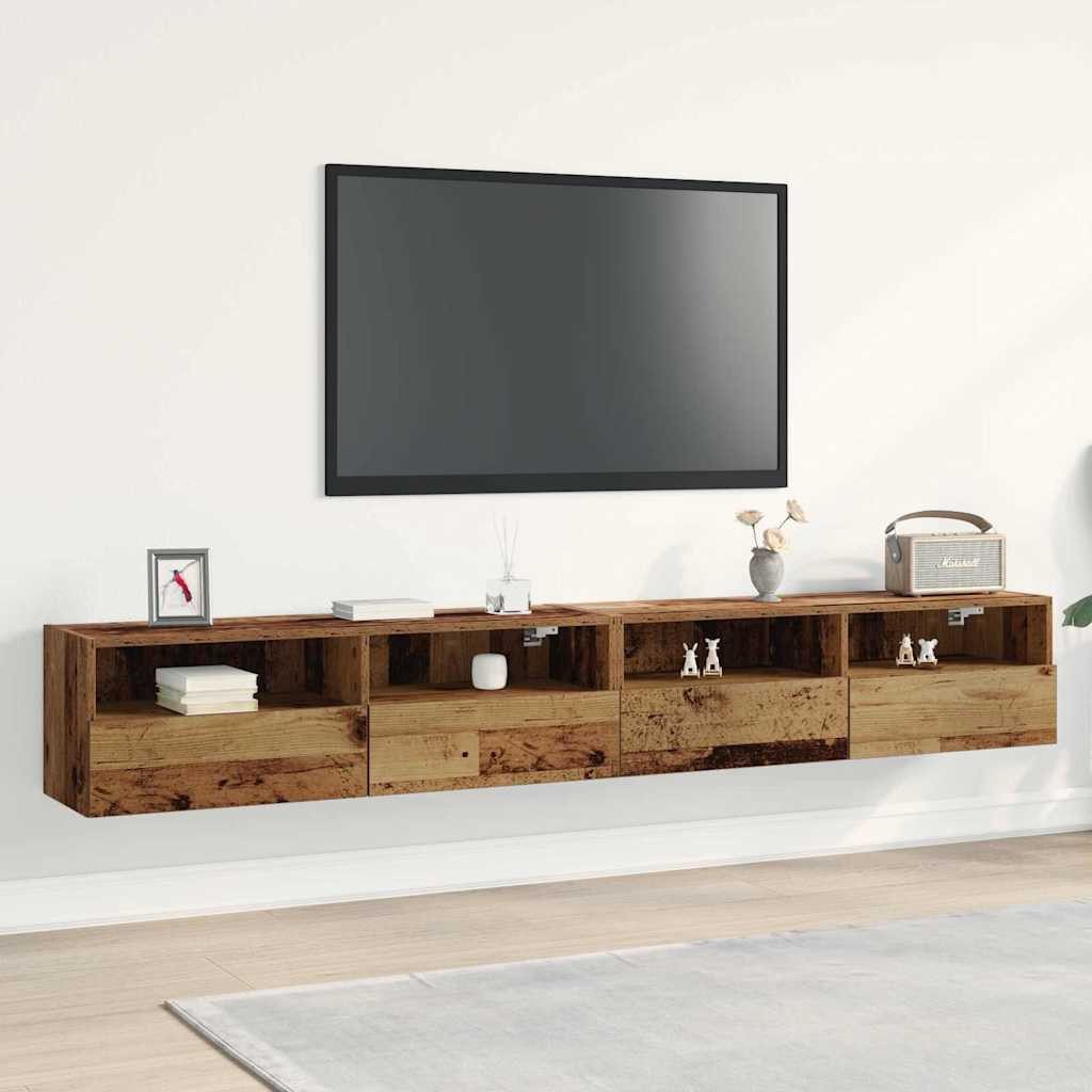 vidaXL TV-Wand TV-Wandschrank 2 stk. Altholz Holzwerkstoff, (2-St)