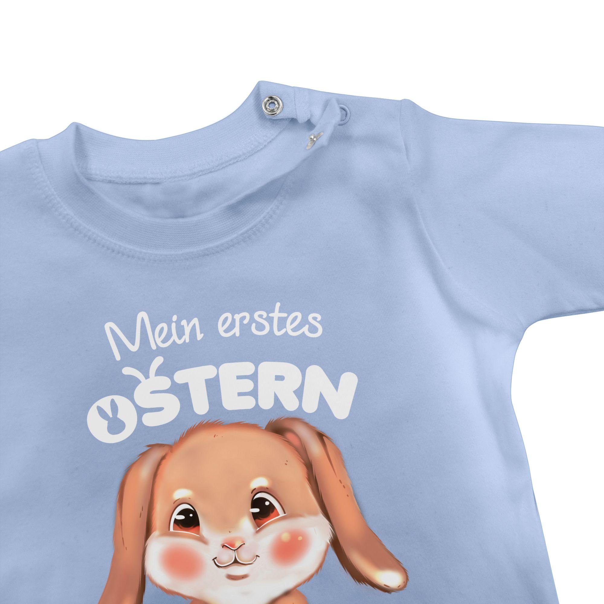 erstes Ostern 3 T-Shirt Babyblau Mein Ostergeschenke Hase Aquarell Shirtracer