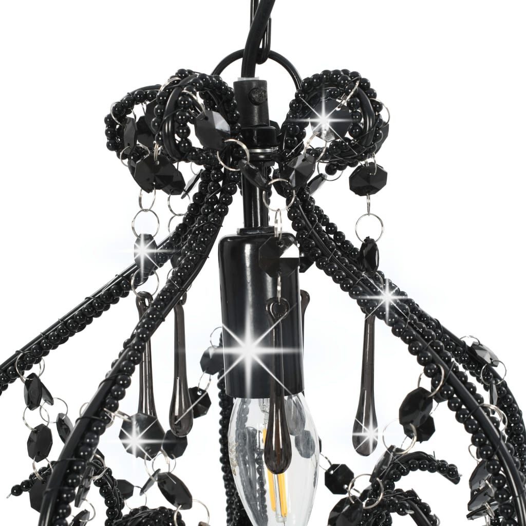 vidaXL Deckenleuchten NA Lampe Kronleuchter Leuchter Deckenlampe Hängelampe mit Perlen Schwa – Bild 5 von 5