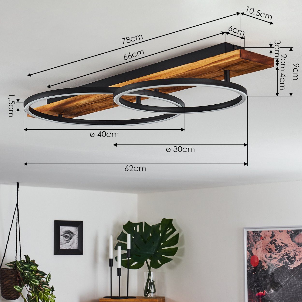 hofstein Deckenleuchte Moderne LED Decken Lampen Holz Ess Wohn Schlaf Zimmer Beleuchtung Flur – Bild 4 von 5