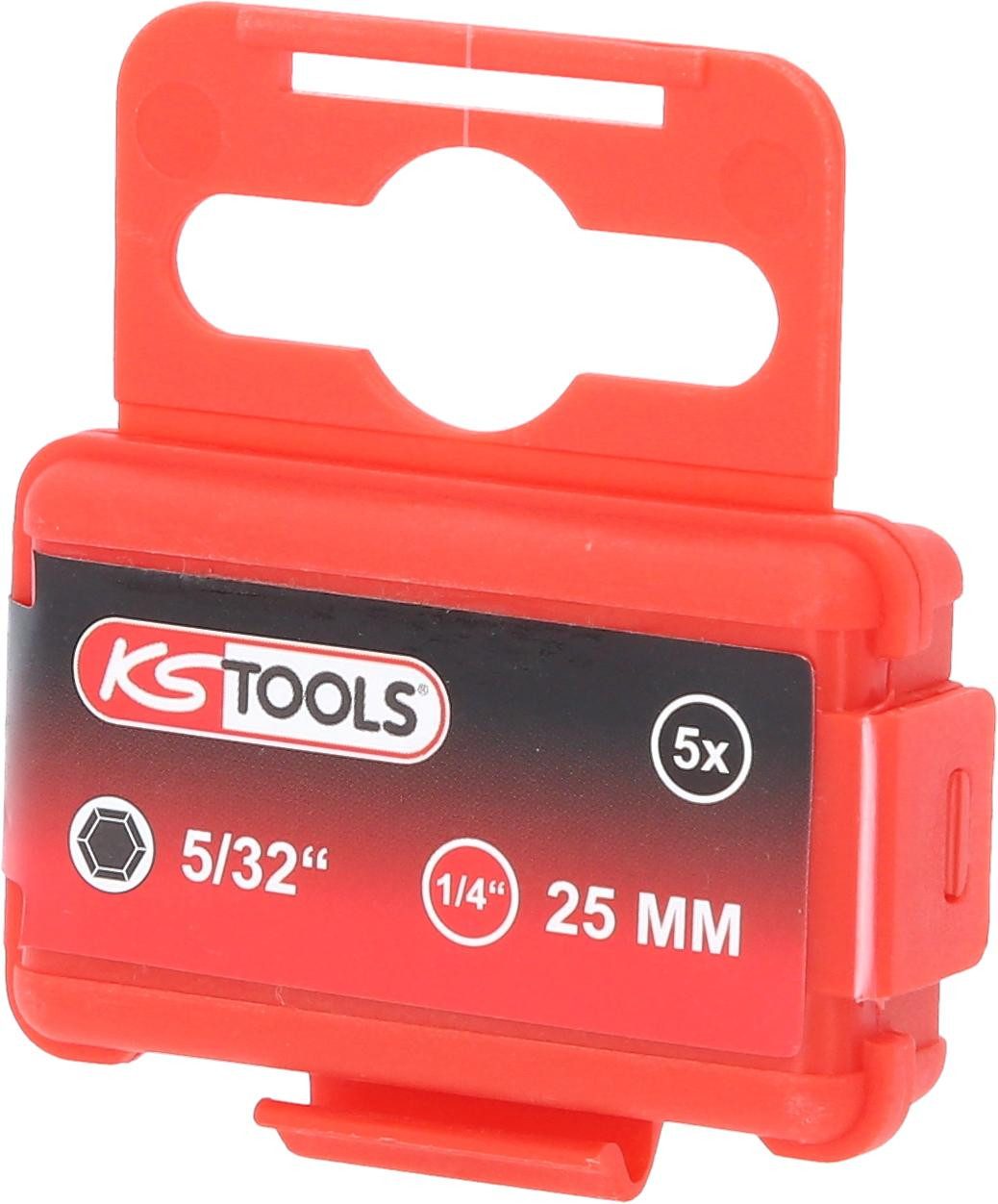 Thumbnail - KS Tools Bohrer- und Bitset 1/4" Bit Innensechskant, 25mm, Kugelkopf, 5/32", 5er Pack