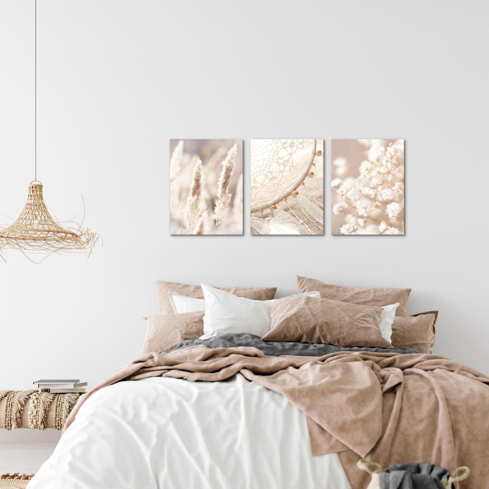 3-teiliges Leinwandbild Boho Style - Beige Wandbilder Für Wohnzimmer & Mehr