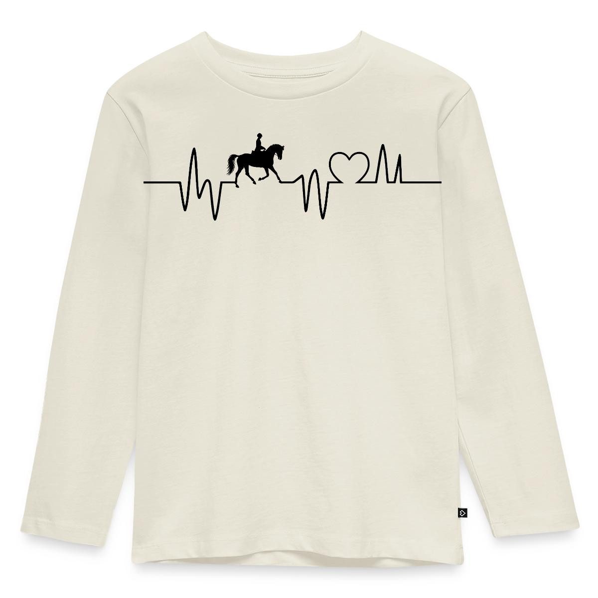 T-Shirt EKG Linie Mit Pferd, Pferdeliebe Herzschlag Kinder Premium Langarmshi