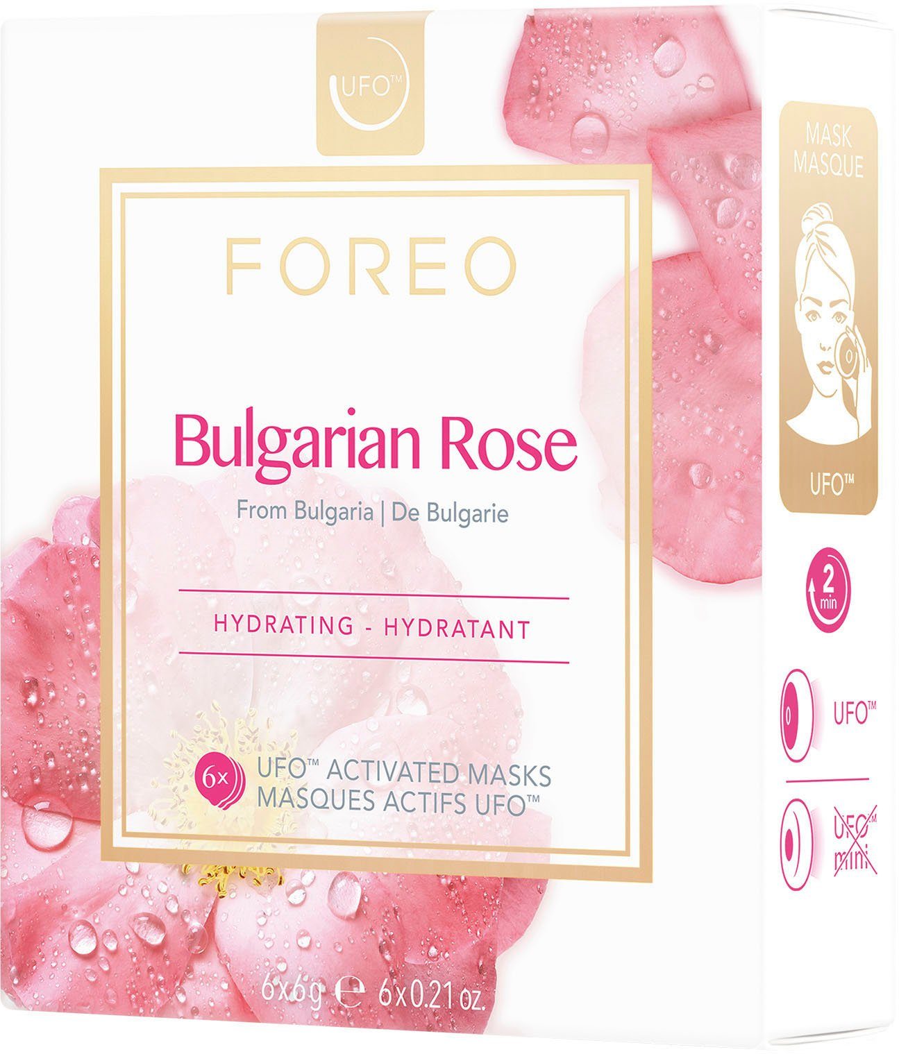 FOREO Gesichtspflege UFO Mask Set - Bulgarian Rose, Feuchtigkeitsspendende  Gesichtsmaske ideal für matte und trockene Haut