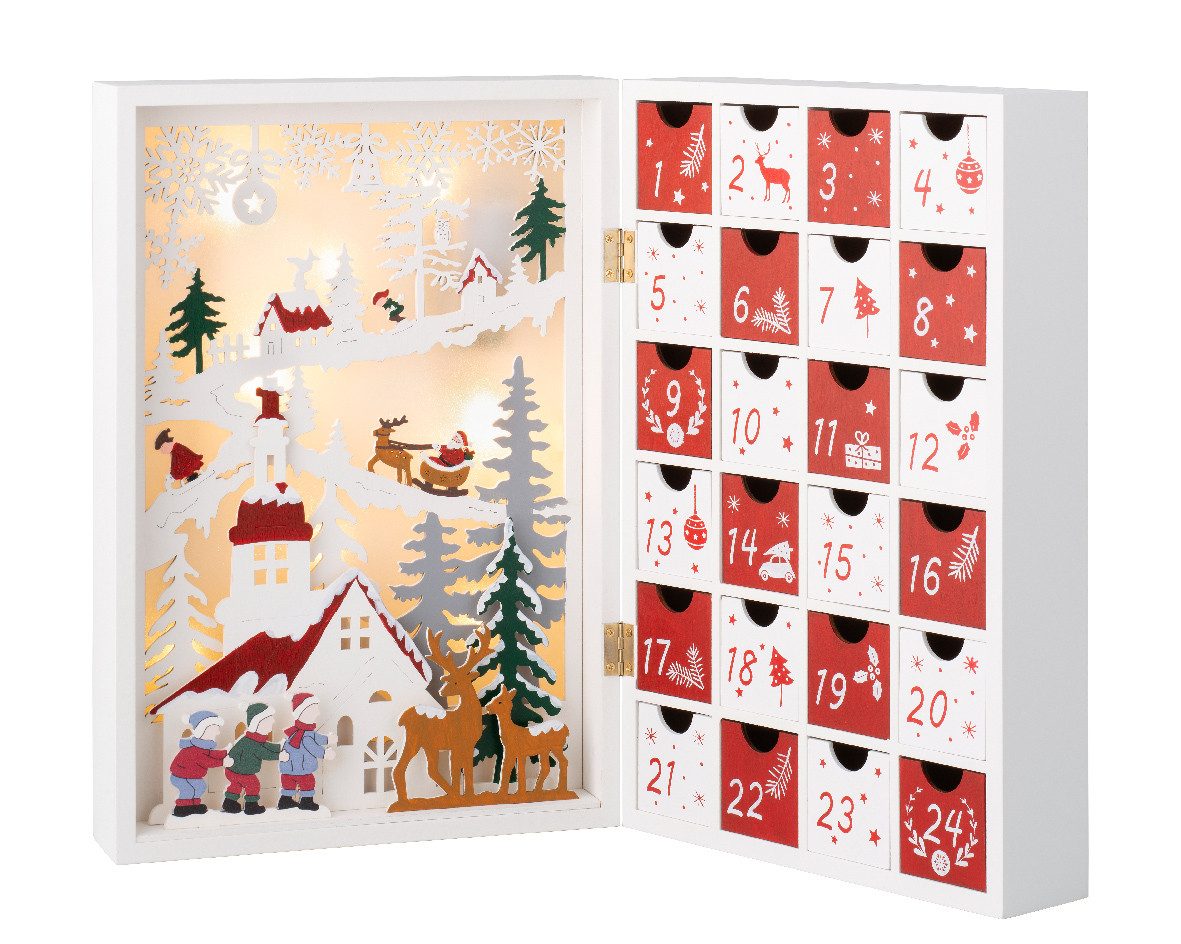Lumineo befüllbarer Adventskalender Adventskalender 2026 Holz DIY bestücken Frauen Kinder 35cm bunt (1-tlg), wiederverwendbar