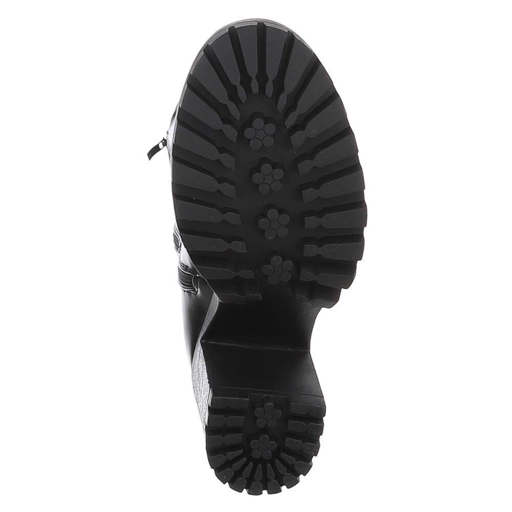 Ital-Design Stylische kniehohe Stiefel mit Blockabsatz für Damen High-Heel-Stiefel (90109898) Blockabsatz Stiefel in Schwarz