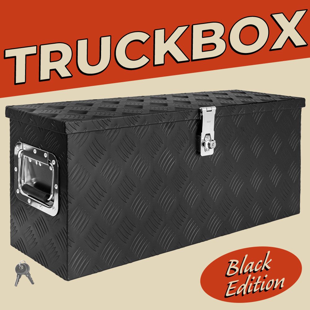 Trucky Anhänger-Deichselbox Deichselbox Werkzeugkasten Truckbox Alu Box Transportbox D055 Schwarz