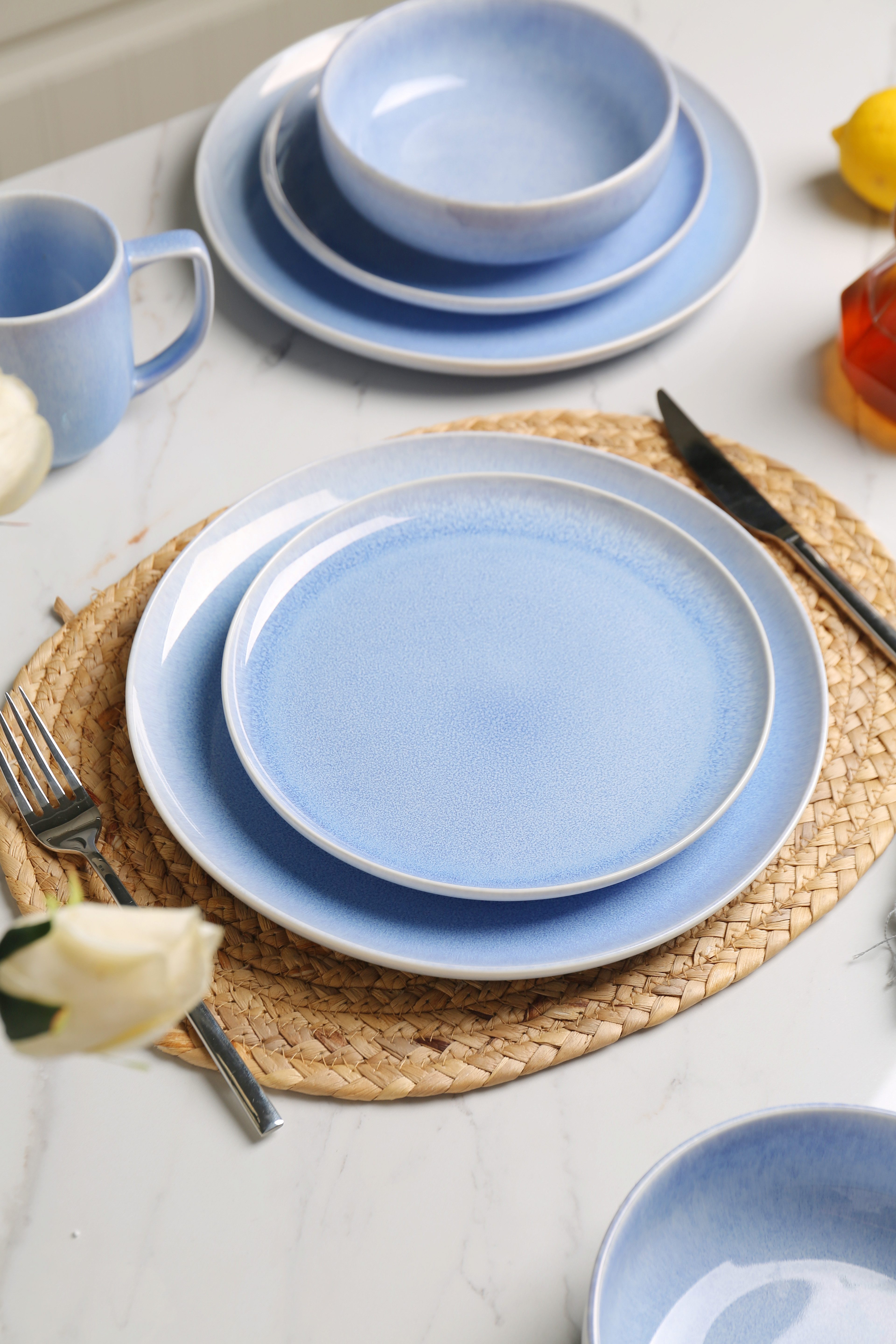 OTTO home Geschirr-Set Flett, mit Reaktivglasur (12-tlg), 4 Personen, Porzellan, Teller Set, spülmaschinenfest und mikrowellengeeignet – Bild 5 von 5