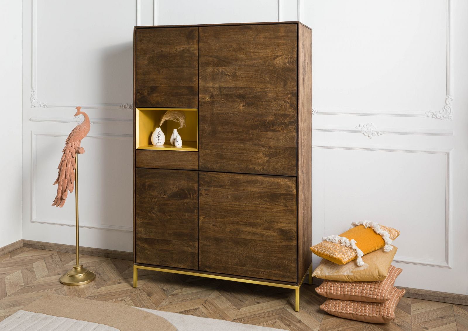 Massivmoebel24 Highboard CHICAGO (Massivholz), Highboard Mango 111x45x175 braun geölt CHICAGO #109