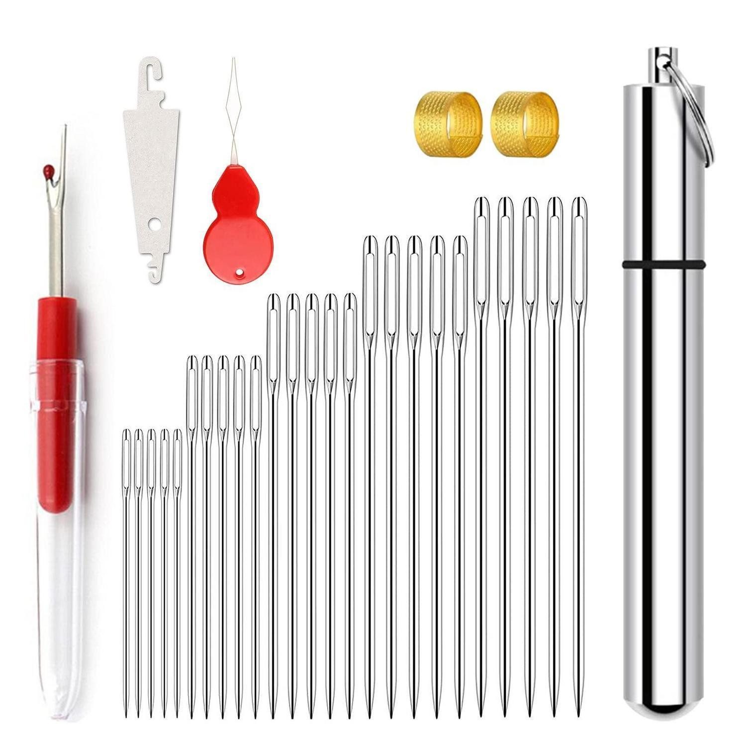 LuxusKollektion Big-Eye-Nadeln Nähnadel-Set mit Öhr, 25 St. + Zubehör, 1 St.