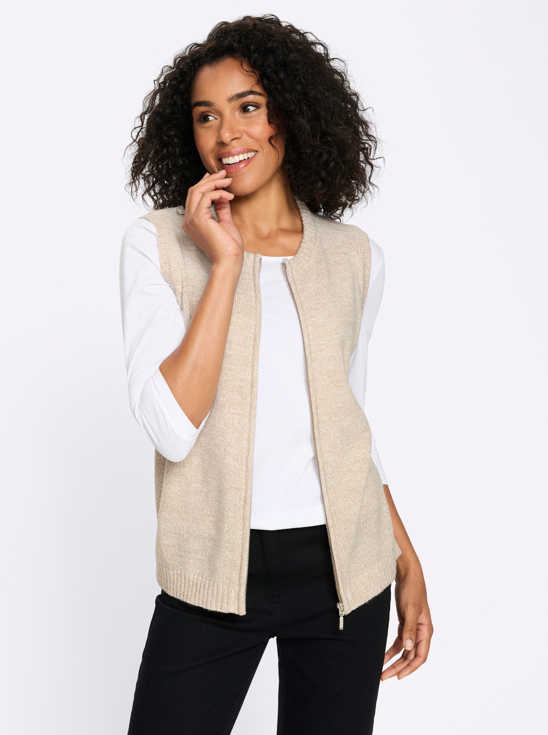 Sieh an! Strickweste Strickweste Ärmellos Jersey